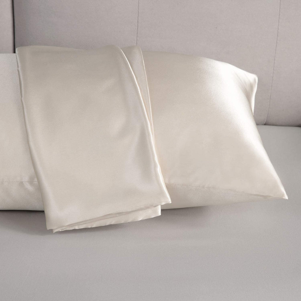 Satin Pillowcase for Hair and Skin, 2-Pack Pillow Cases - Satin Pillow Covers with Envelope Closure, Beige