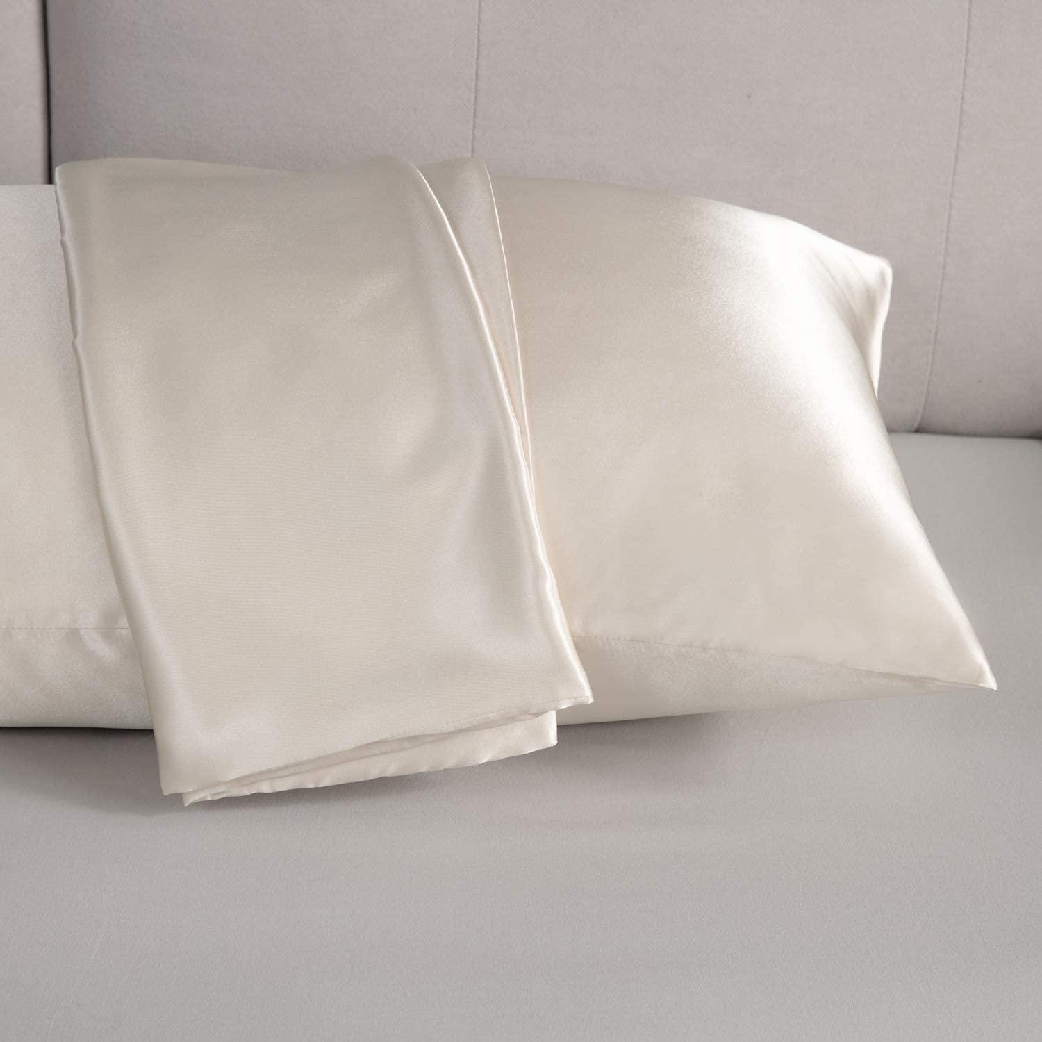 Satin Pillowcase for Hair and Skin, 2-Pack Pillow Cases - Satin Pillow Covers with Envelope Closure, Beige