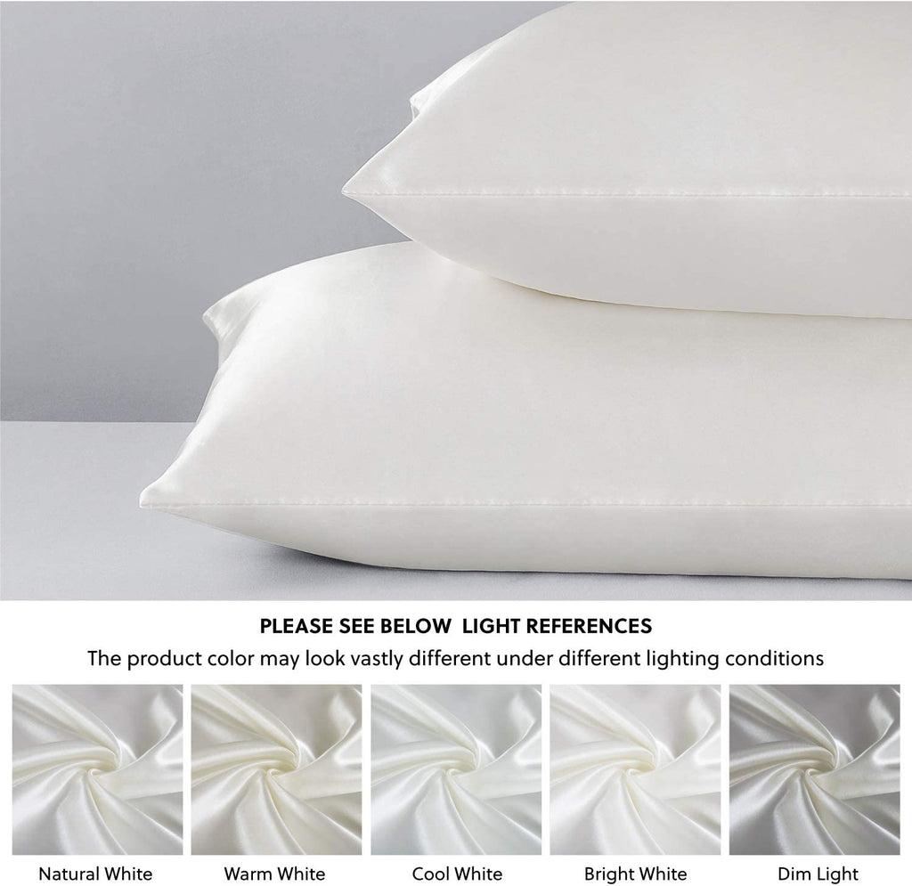 Satin Pillowcase for Hair and Skin, 2-Pack Pillow Cases - Satin Pillow Covers with Envelope Closure,  Ivory