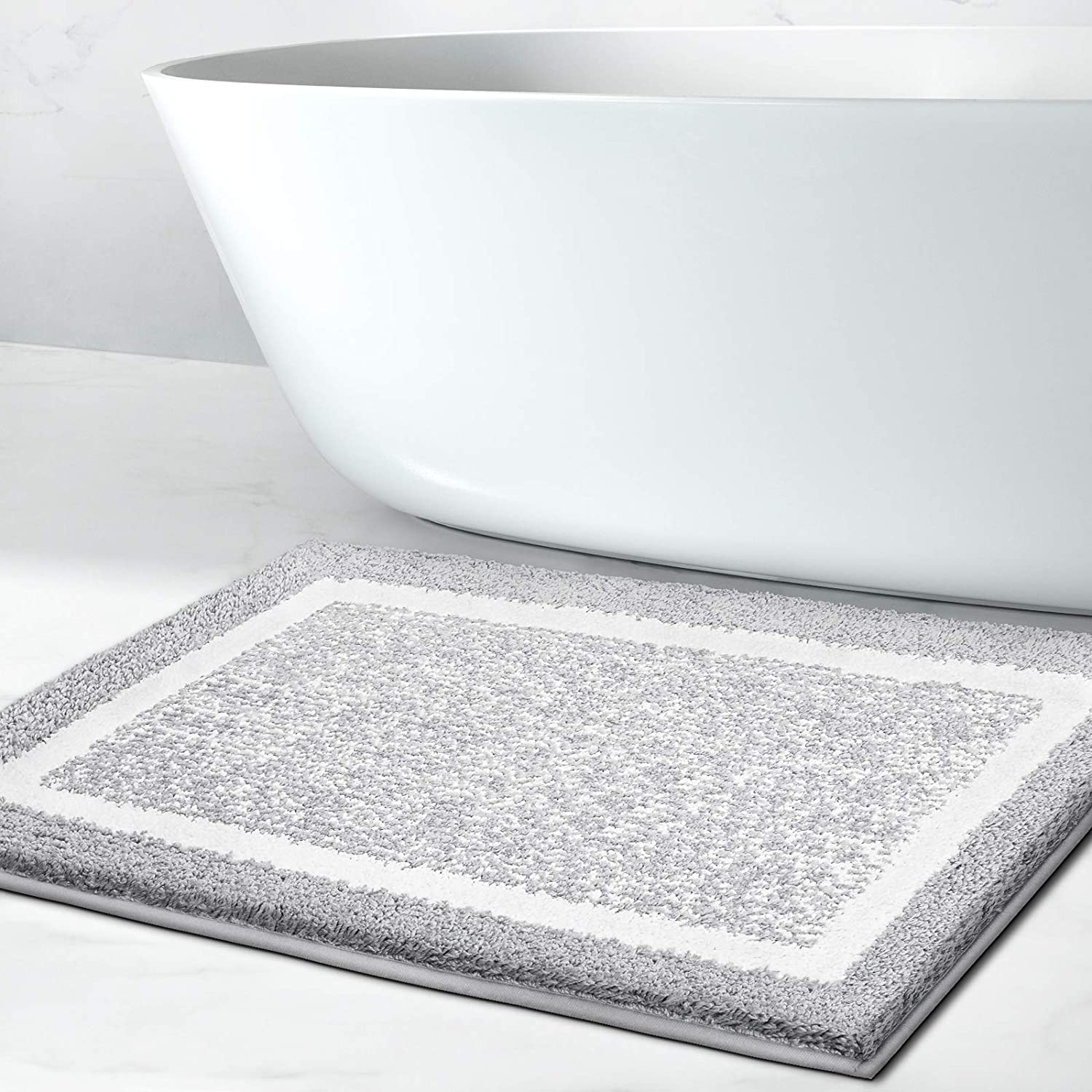 Bathroom Rug Mat, Ultra Soft and Water Absorbent Bath Rug, Bath Carpet, Machine Wash/Dry, for Tub, Shower, and Bath Room (Grey)