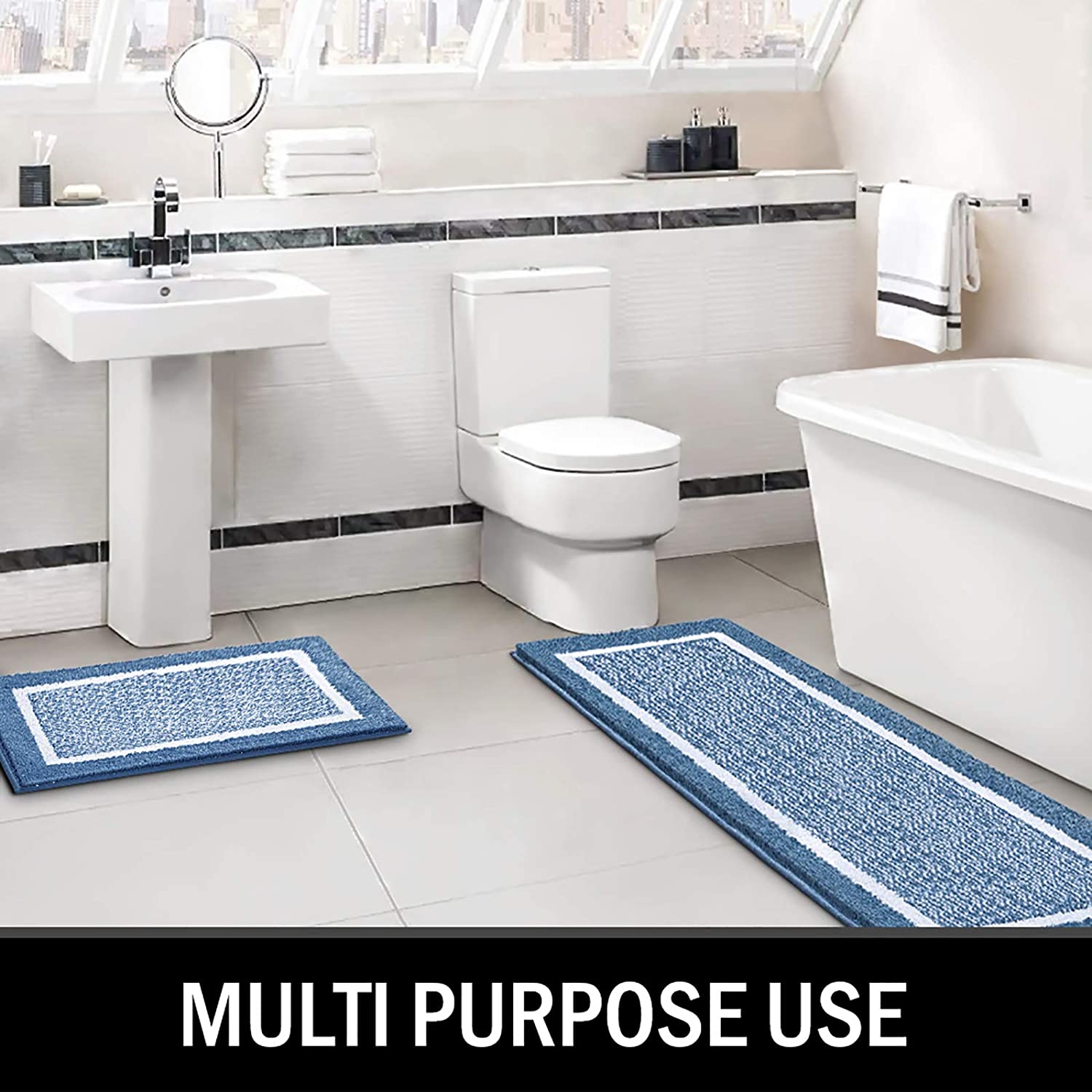 Bathroom Rug Mat, Ultra Soft and Water Absorbent Bath Rug, Bath Carpet, Machine Wash/Dry, for Tub, Shower, and Bath Room (Navy)