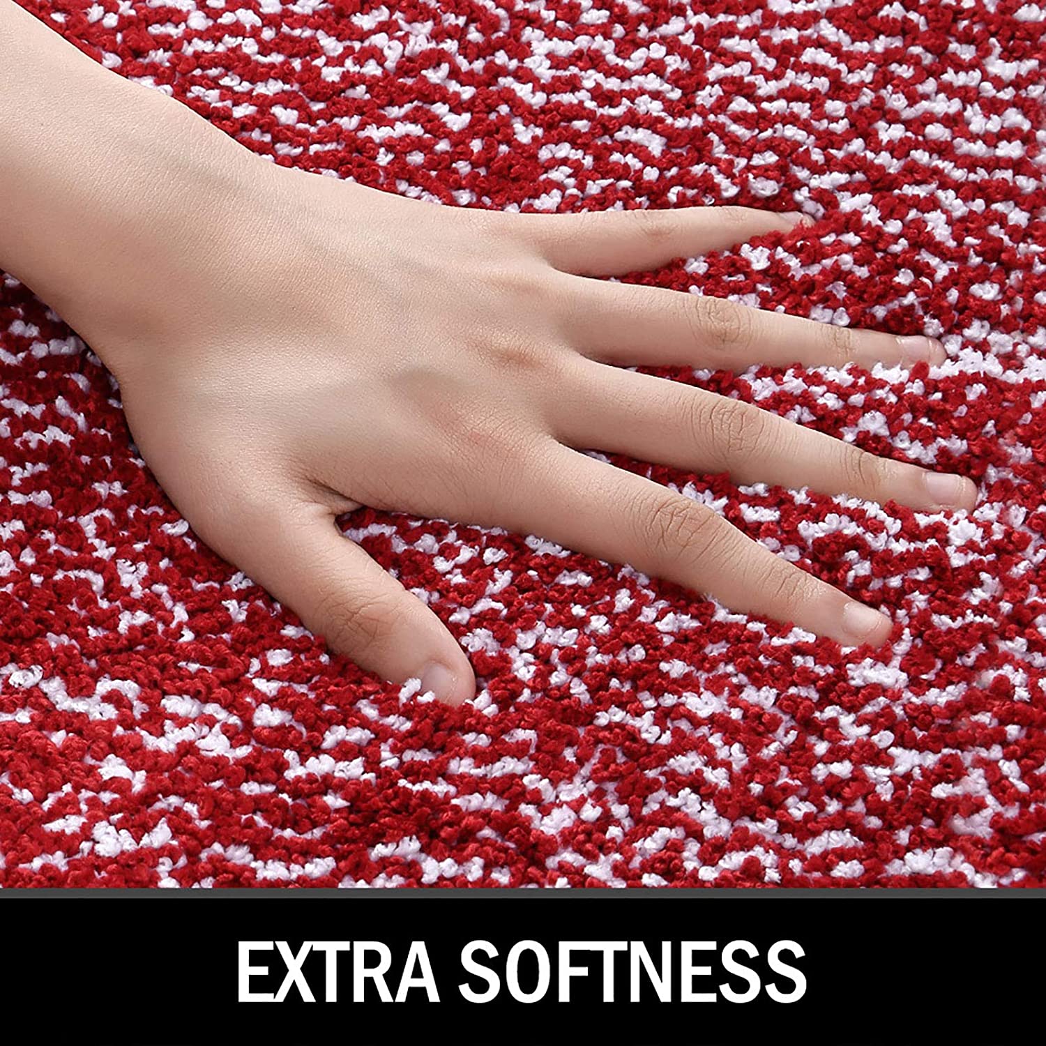 Bathroom Rug Mat, Ultra Soft and Water Absorbent Bath Rug, Bath Carpet, Machine Wash/Dry, for Tub, Shower, and Bath Room (Red)