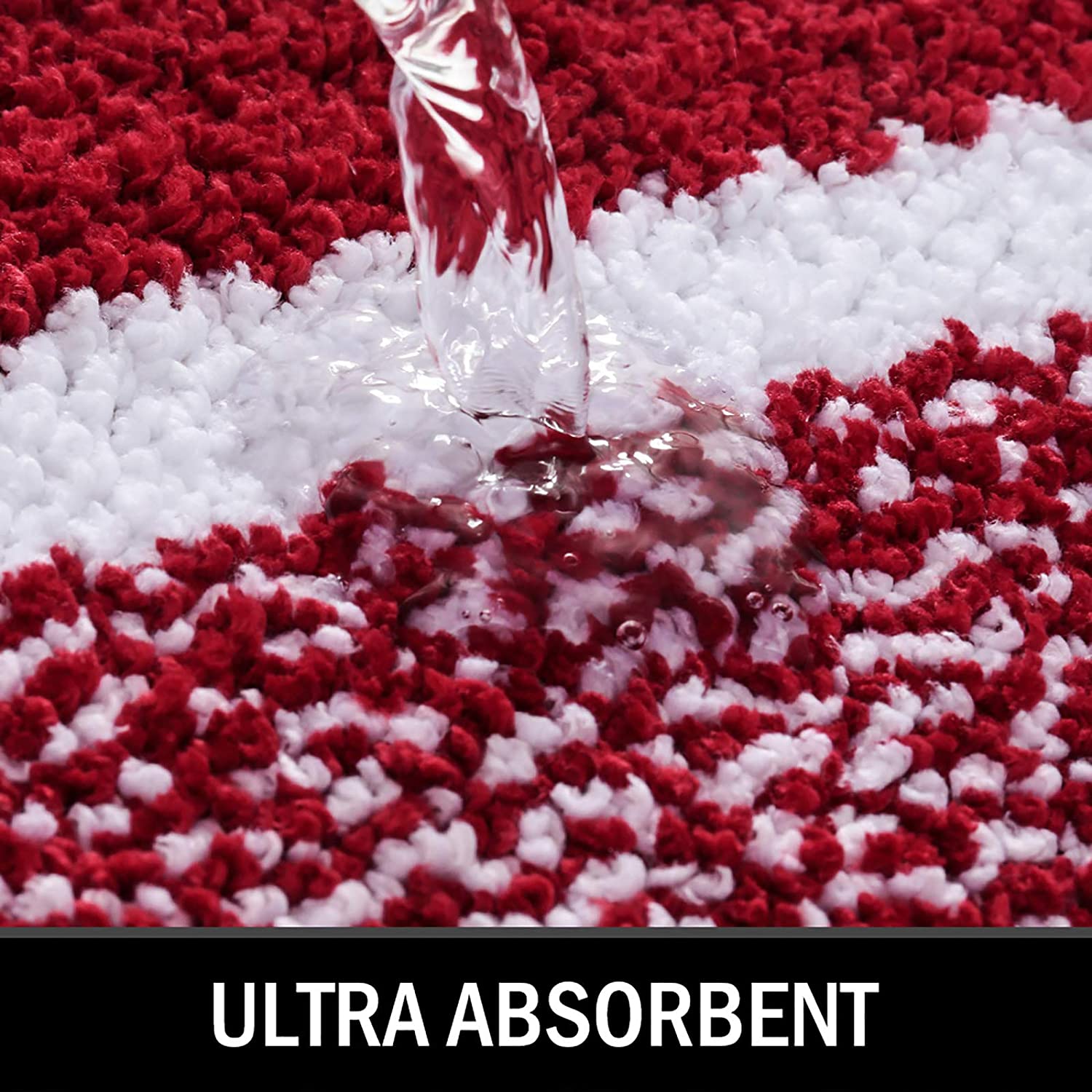Bathroom Rug Mat, Ultra Soft and Water Absorbent Bath Rug, Bath Carpet, Machine Wash/Dry, for Tub, Shower, and Bath Room (Red)
