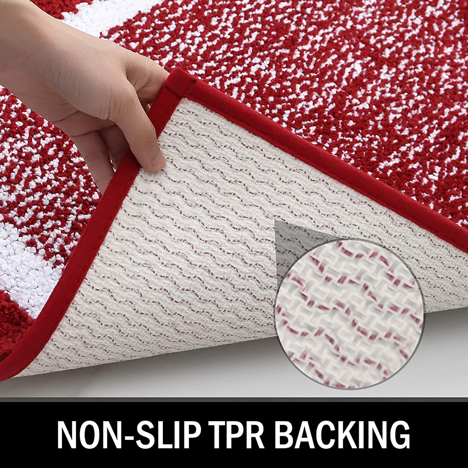 Bathroom Rug Mat, Ultra Soft and Water Absorbent Bath Rug, Bath Carpet, Machine Wash/Dry, for Tub, Shower, and Bath Room (Red)