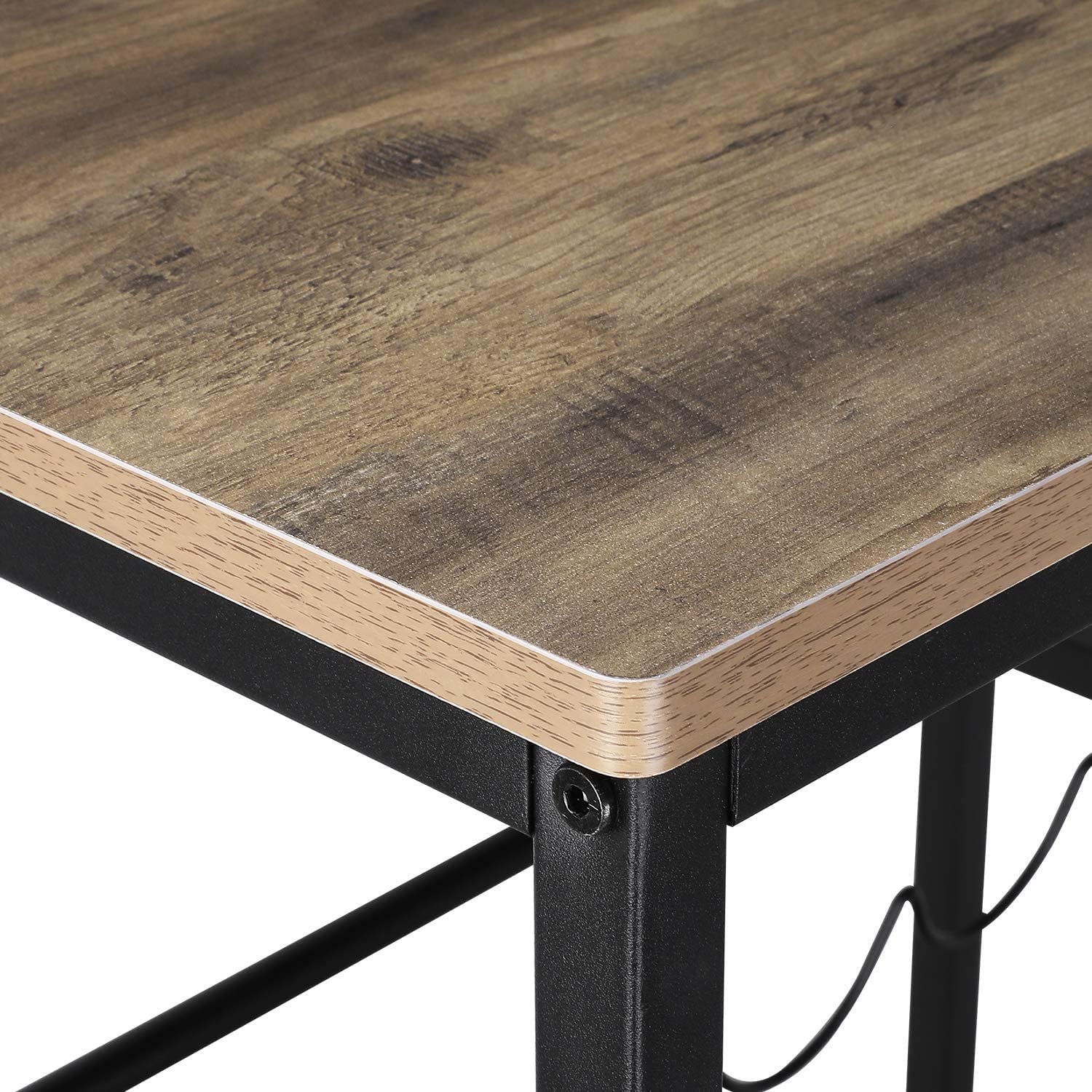 Wine Bar Cart, Simple Modern Beverage Cart with Wine Rack/Glass Holder, Rolling Serving Cart with Lockable Wheels for Home Kitchen, Wood and Metal Frame, Rustic Brown