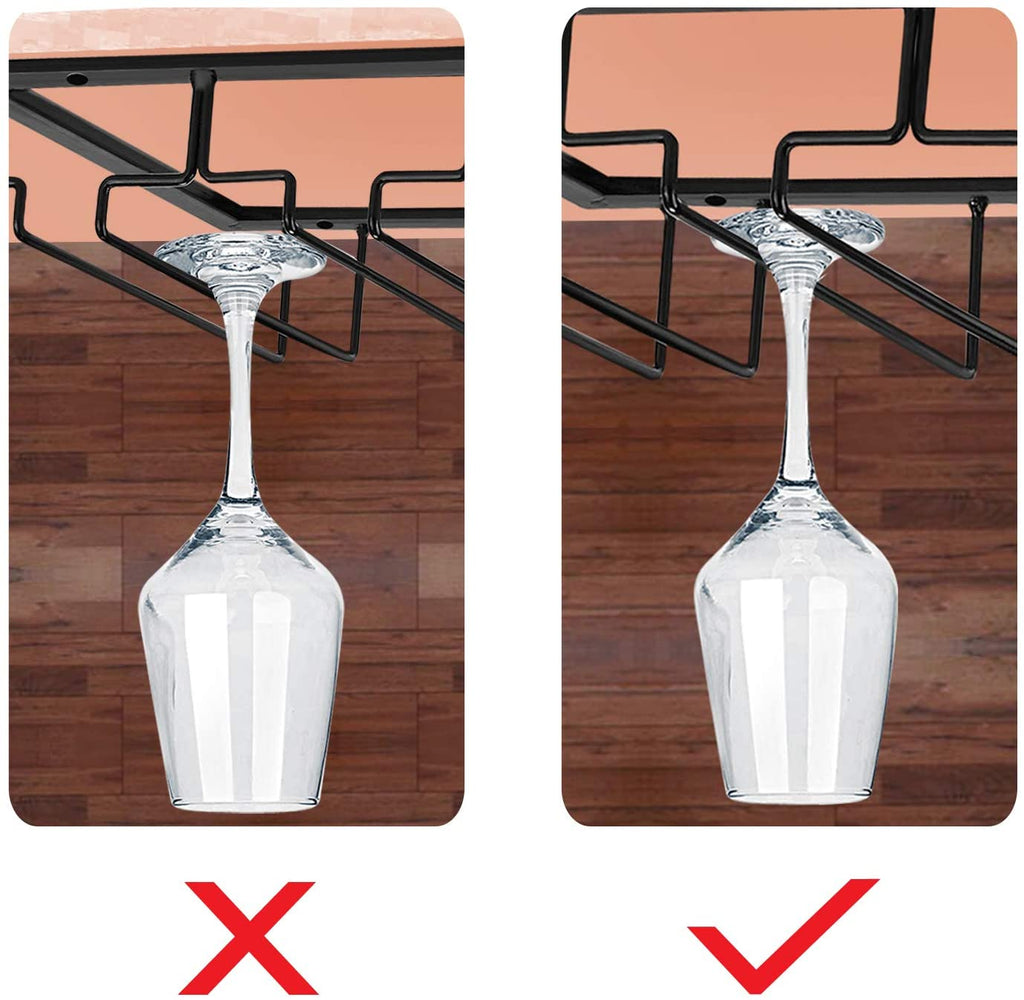 Wine Glasses Rack Under Cabinet Stemware Rack,Wine Glass Hanger Rack Wire Wine Glass Holder Storage Hanger for Cabinet Kitchen Bar (3 Rows)