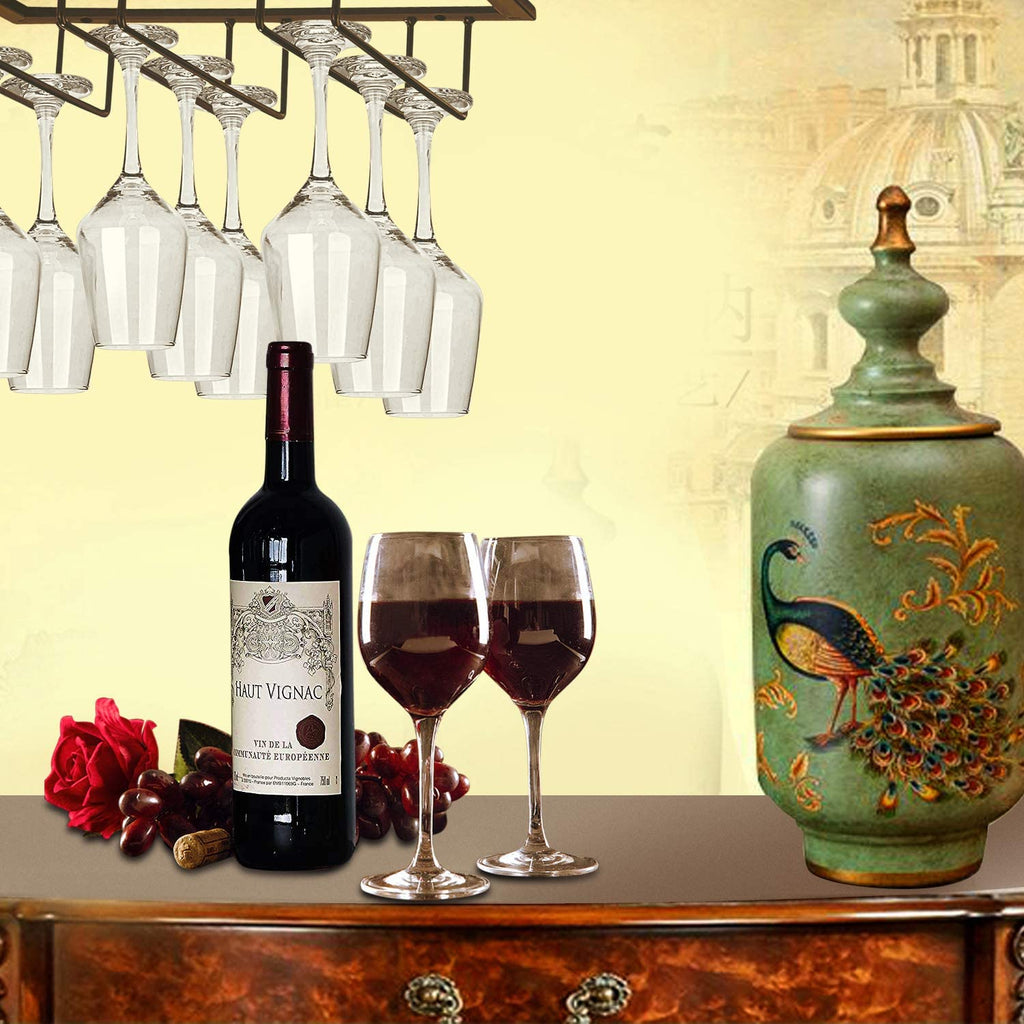 Wine Glasses Rack Under Cabinet Stemware Rack,Wine Glass Hanger Rack Wire Wine Glass Holder Storage Hanger for Cabinet Kitchen Bar (3 Rows)