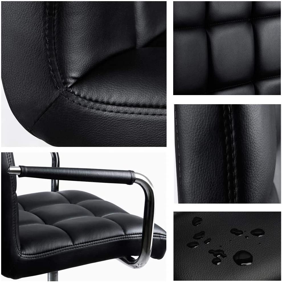 Desk Chair - Office Chair with Arms/Wheels for Teens/Students Swivel Faux Leather Home Computer Black