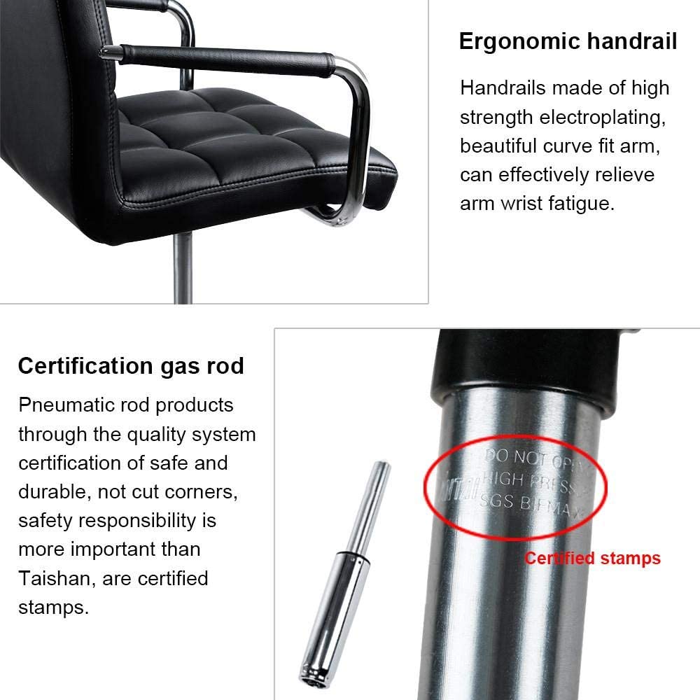Desk Chair - Office Chair with Arms/Wheels for Teens/Students Swivel Faux Leather Home Computer Black