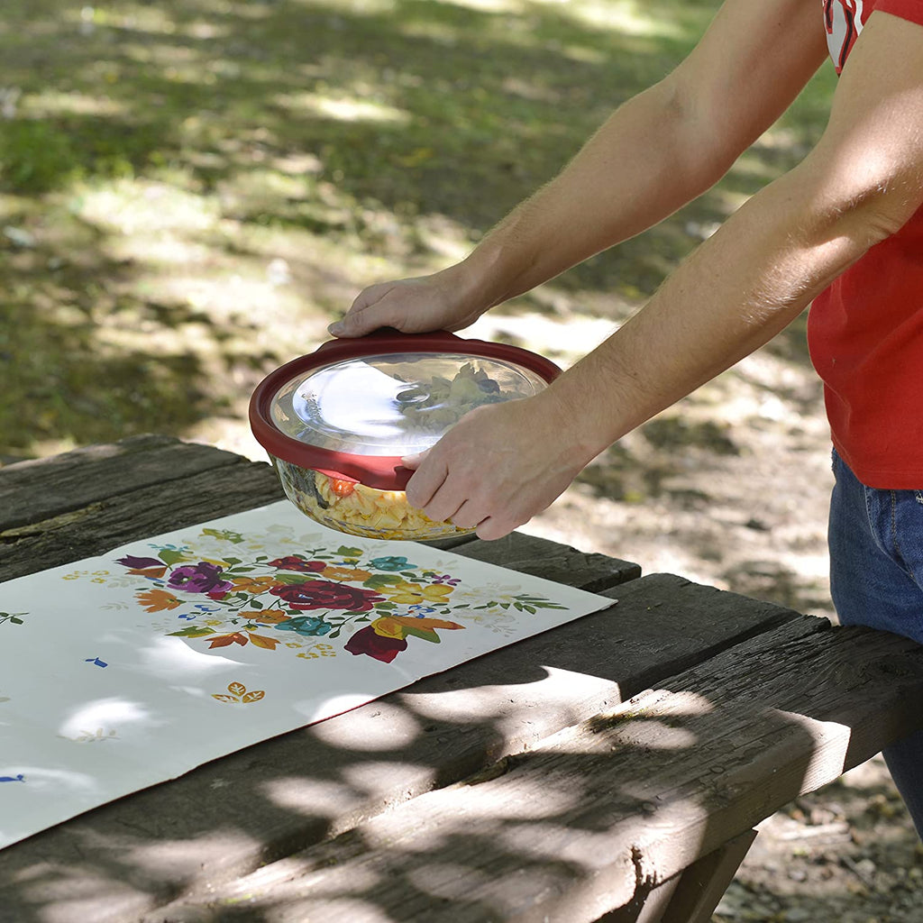 TrueFit Bakeware Glass Casserole Dish with Cover and Storage Lid, Cherry, 3-Piece Set