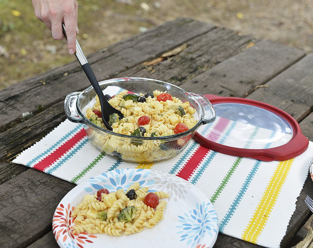 TrueFit Bakeware Glass Casserole Dish with Cover and Storage Lid, Cherry, 3-Piece Set