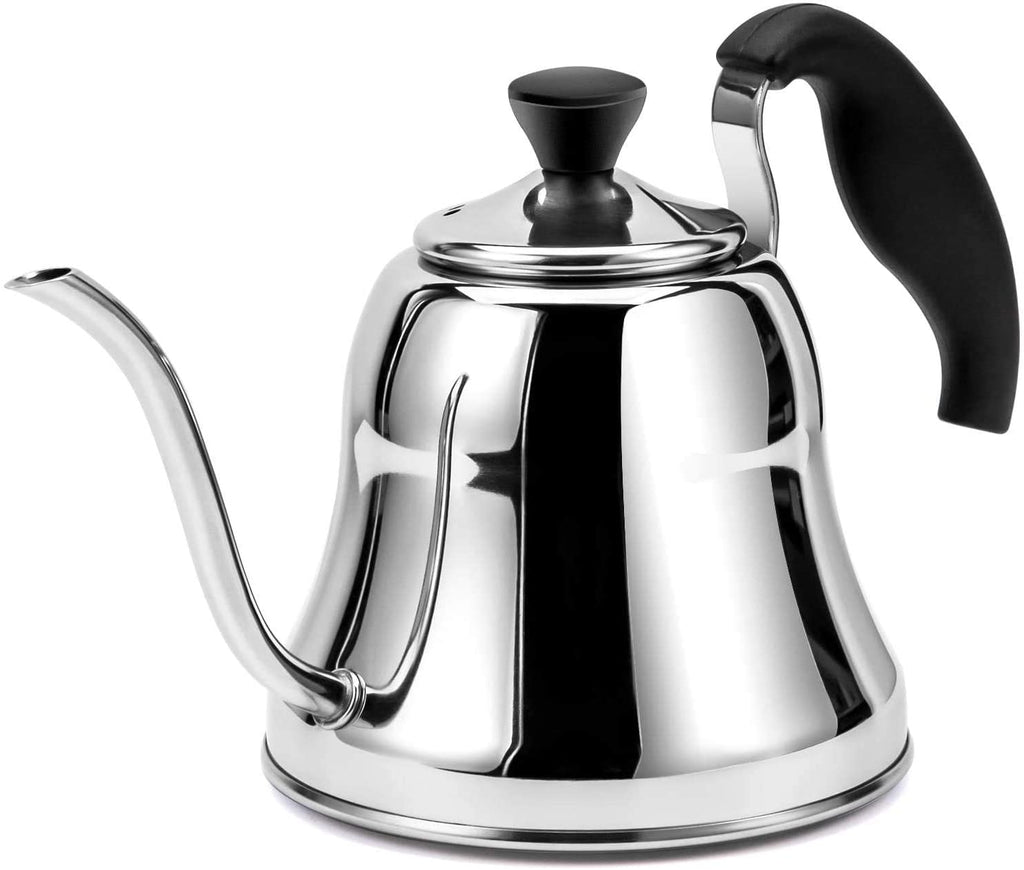 Tea Kettle for Stove Top Premium Gooseneck Kettle, Small Pour Over Coffee Kettle, Goose Neck Tea Pot Stovetop Teapot, Drip Hot Water Heater for Camping, Home & Kitchen, Stainless Steel, Silver