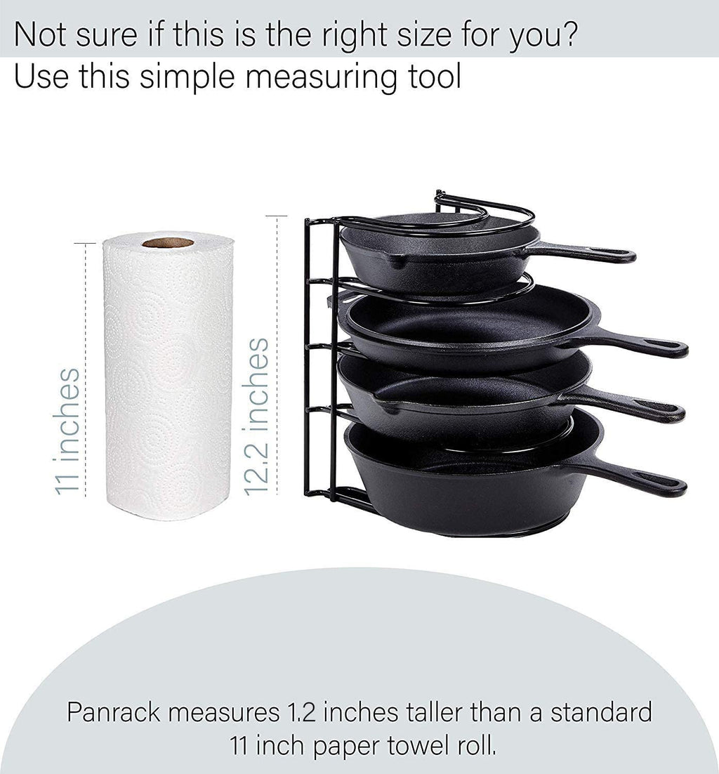 Heavy Duty Pan Organizer, 5 Tier Rack - Holds up to 50 LB - Holds Cast Iron Skillets, Griddles and Shallow Pots - Durable Steel Construction