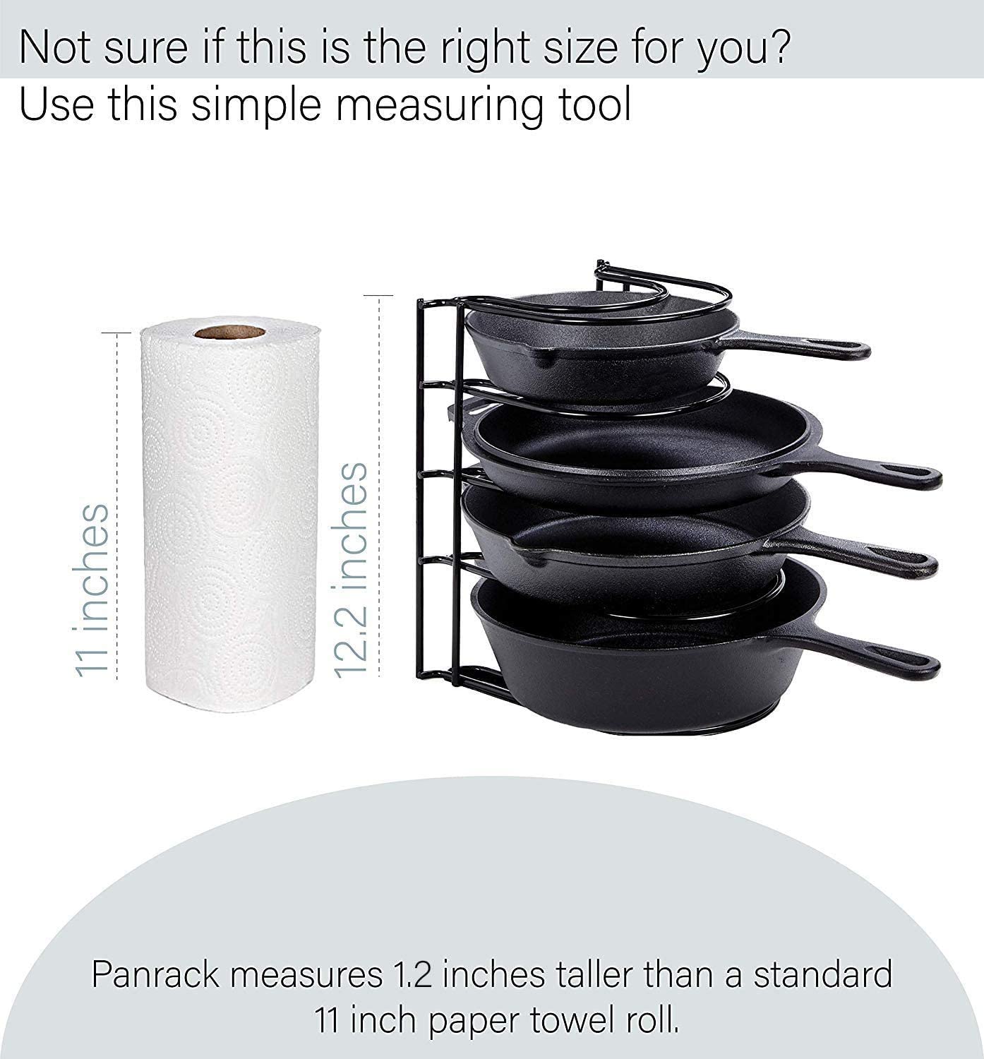 Heavy Duty Pan Organizer, 5 Tier Rack - Holds up to 50 LB - Holds Cast Iron Skillets, Griddles and Shallow Pots - Durable Steel Construction