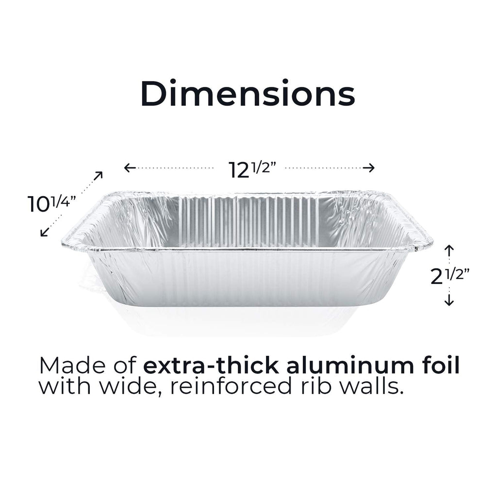 9x13 Foil Pans with Lids (25-Pack) - Heavy Duty - Deep Half-Size Disposable Aluminum Pans W/Lids. Great for Baking, Cooking, Grilling, Serving & Lining Steam-Table Trays/Chafers