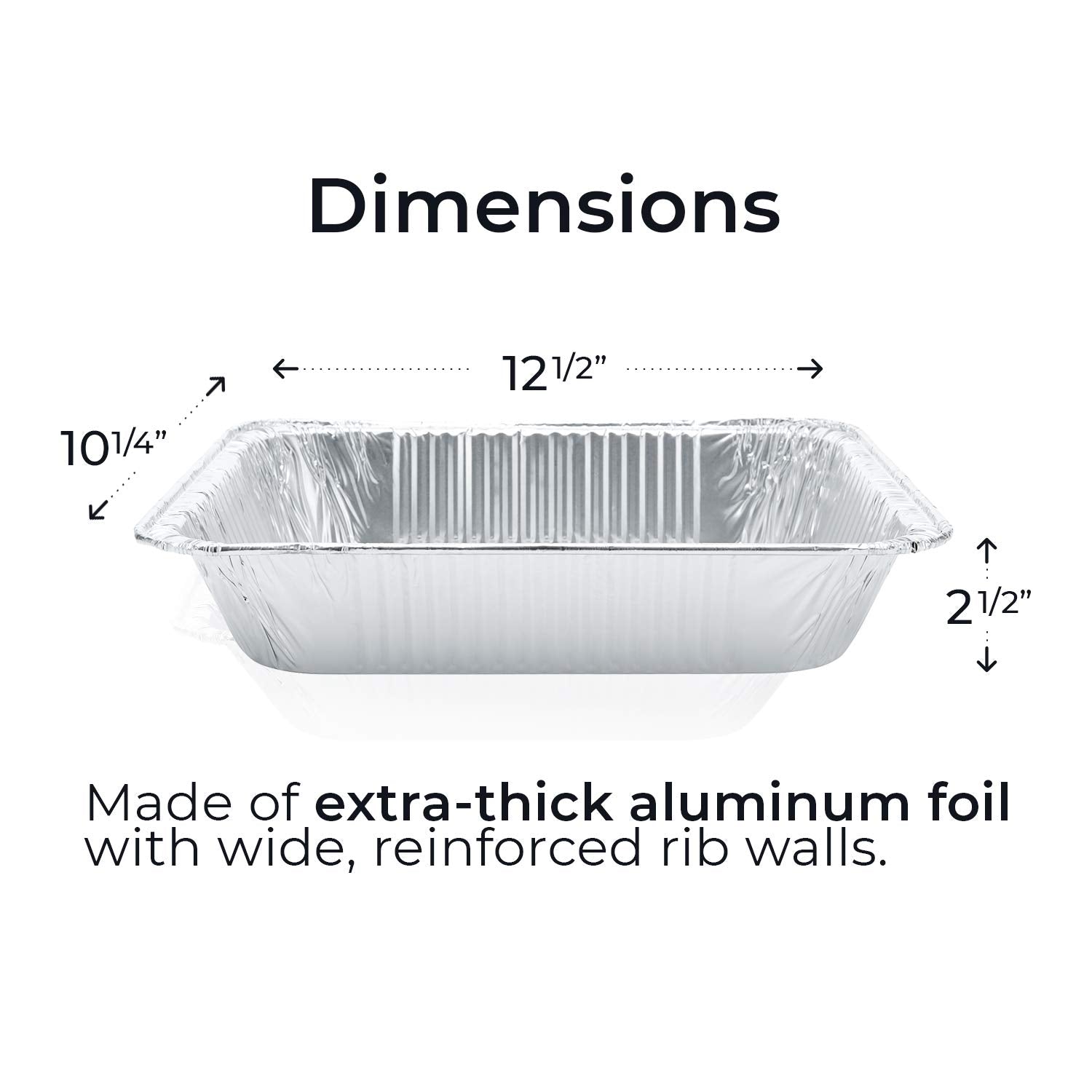 9x13 Foil Pans with Lids (25-Pack) - Heavy Duty - Deep Half-Size Disposable Aluminum Pans W/Lids. Great for Baking, Cooking, Grilling, Serving & Lining Steam-Table Trays/Chafers