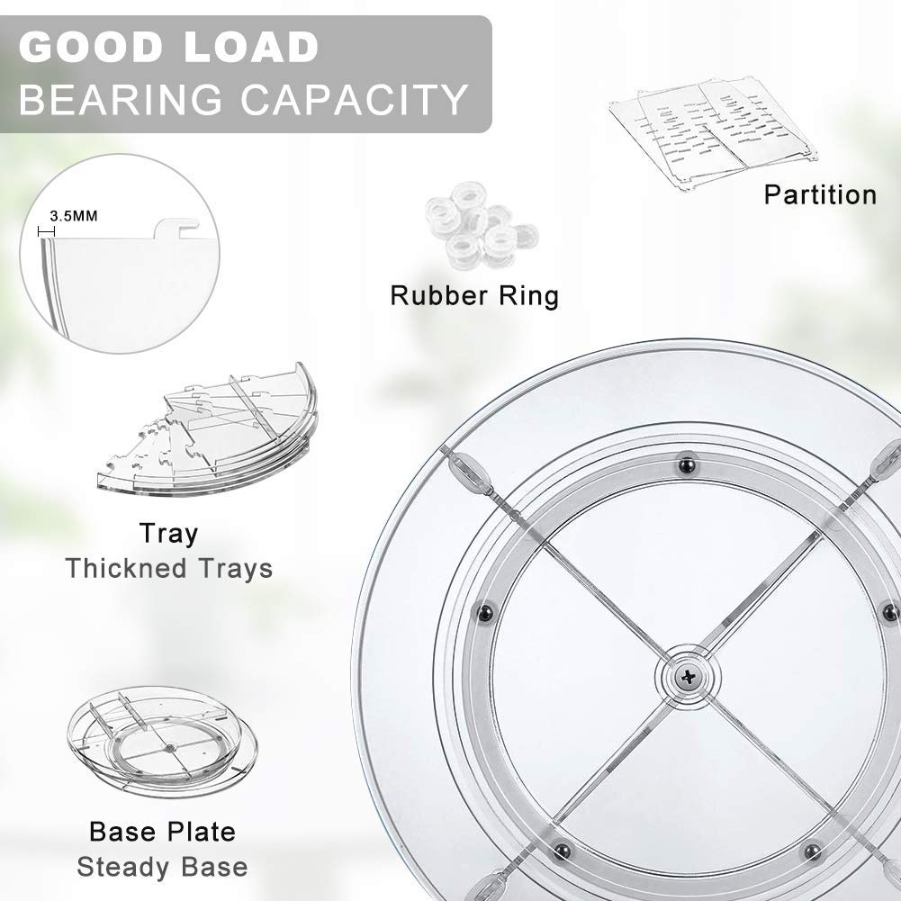360 Spinning Makeup Organizer, Lazy Susan Rack Cosmetic Carousel Storage Shelf, Great for Countertop and Bathroom, Clear