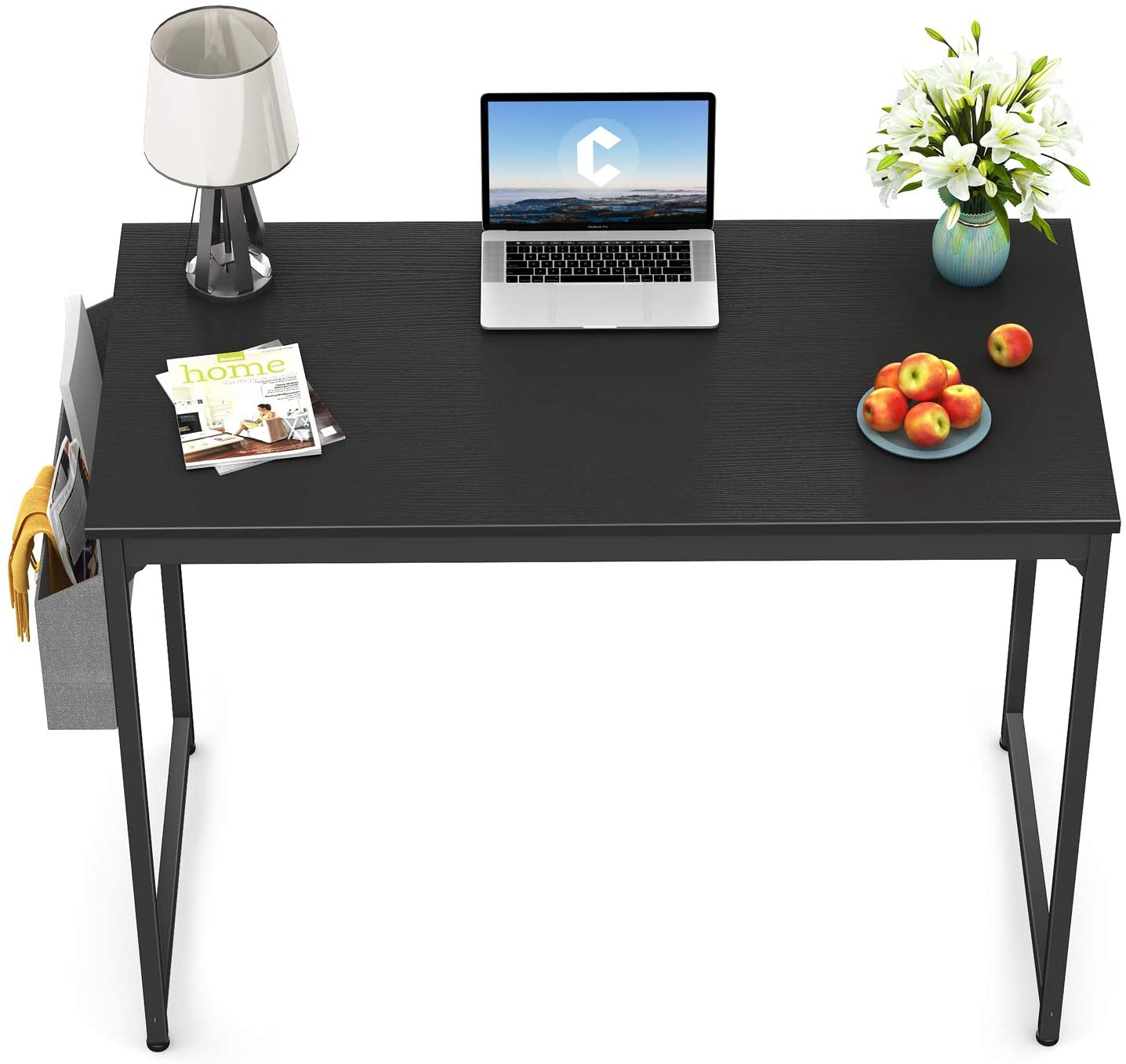Computer Desk 32" Study Writing Table for Home Office, Modern Simple Style PC Desk, Black Metal Frame, Black