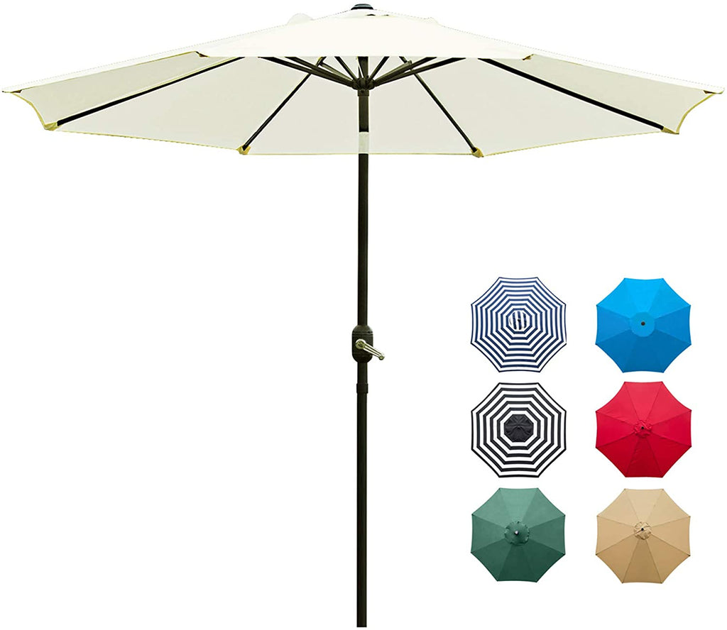 Patio, Lawn & Garden 9' Patio Umbrella Outdoor Table Umbrella with 8 Sturdy Ribs (Beige)