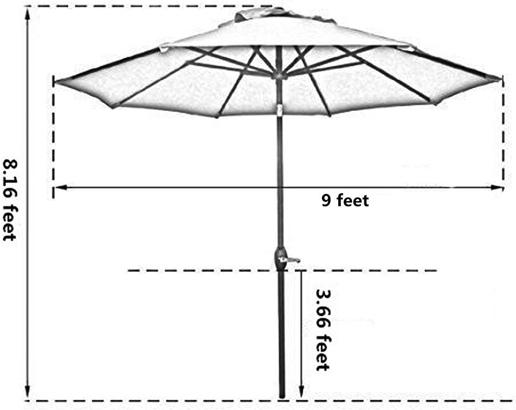 Patio, Lawn & Garden 9' Patio Umbrella Outdoor Table Umbrella with 8 Sturdy Ribs (Blue)
