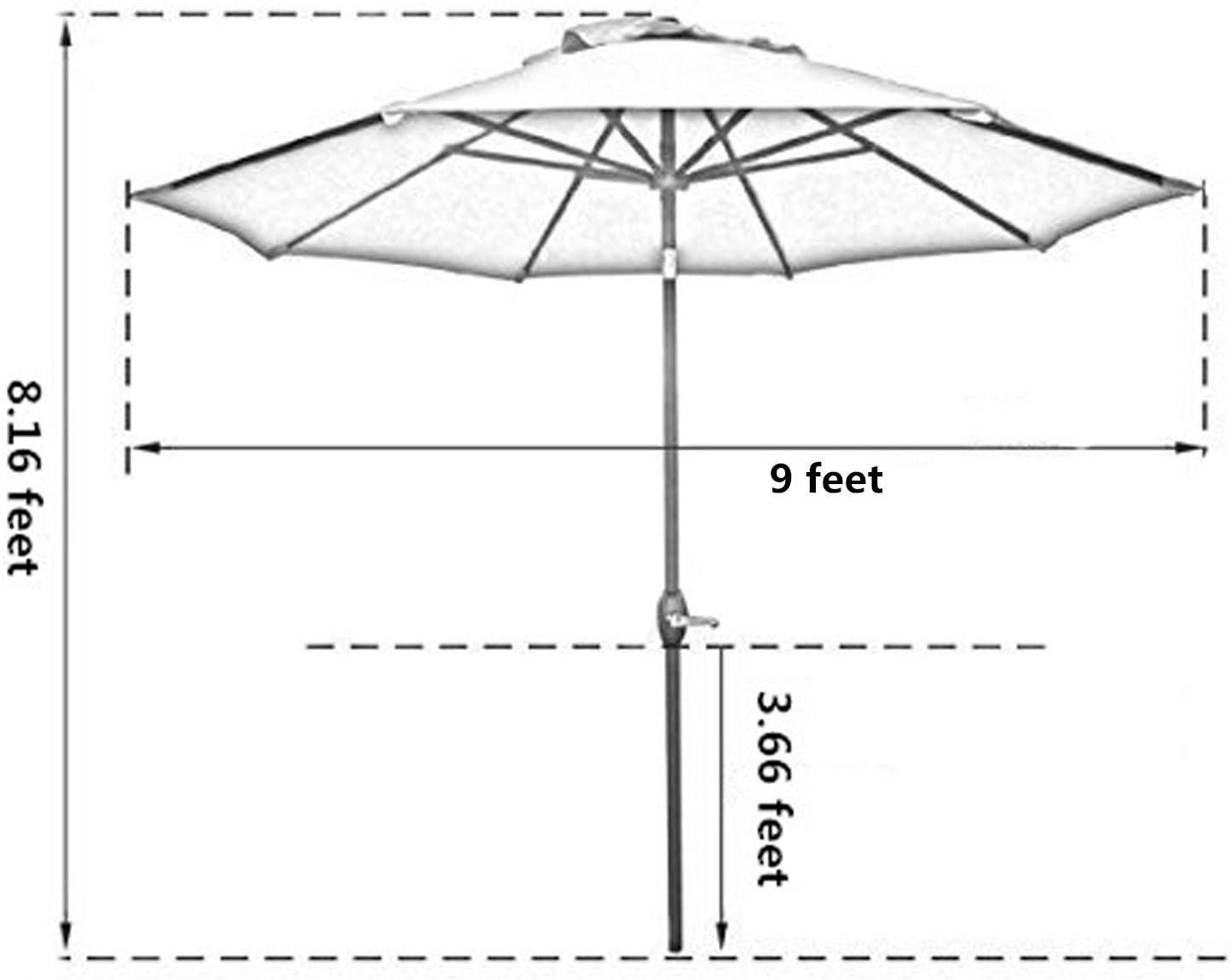 Patio, Lawn & Garden 9' Patio Umbrella Outdoor Table Umbrella with 8 Sturdy Ribs (Red)