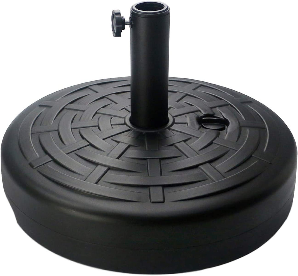 30LB Central Pole Umbrella Base with Wide Rattan Design with Steel Umbrella Holder Water Filled Umbrella Base Stand