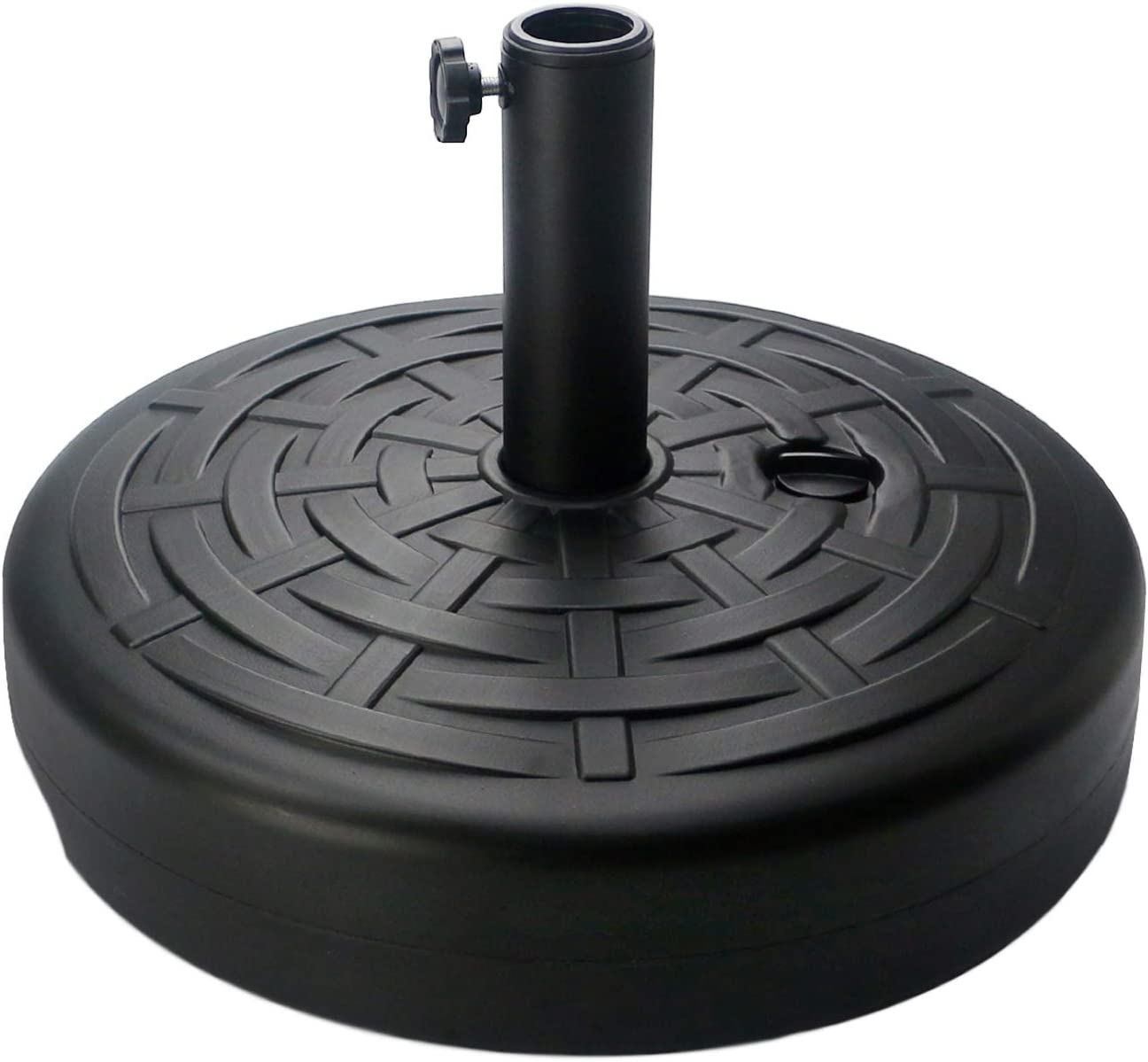30LB Central Pole Umbrella Base with Wide Rattan Design with Steel Umbrella Holder Water Filled Umbrella Base Stand