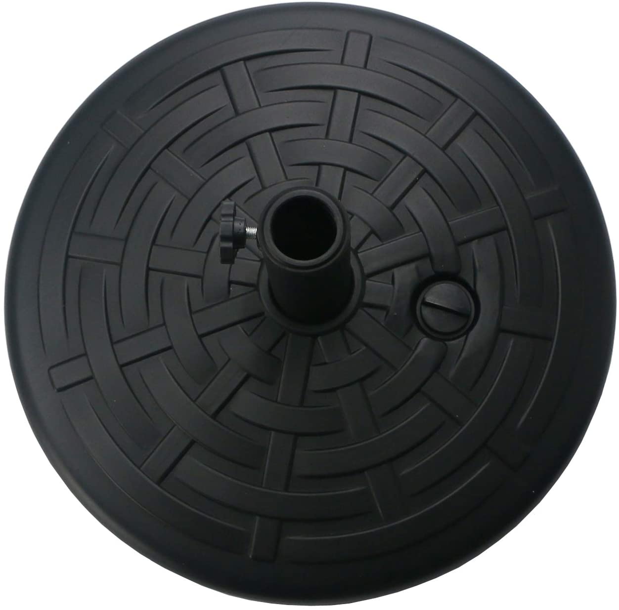 30LB Central Pole Umbrella Base with Wide Rattan Design with Steel Umbrella Holder Water Filled Umbrella Base Stand