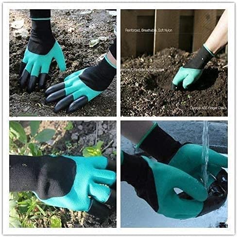 Garden Genie Gloves, Waterproof Garden Gloves with Claw For Digging Planting, Best Gardening Gifts for Women and Men. (Green)