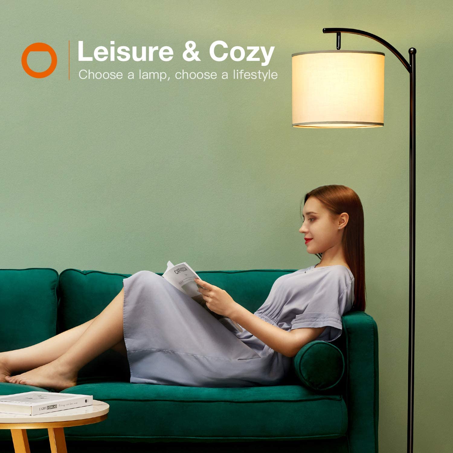 Floor Lamp for Living Room with Lamp Shade and 9W LED Bulb Modern Standing Lamp Floor Lamps for Bedrooms Black