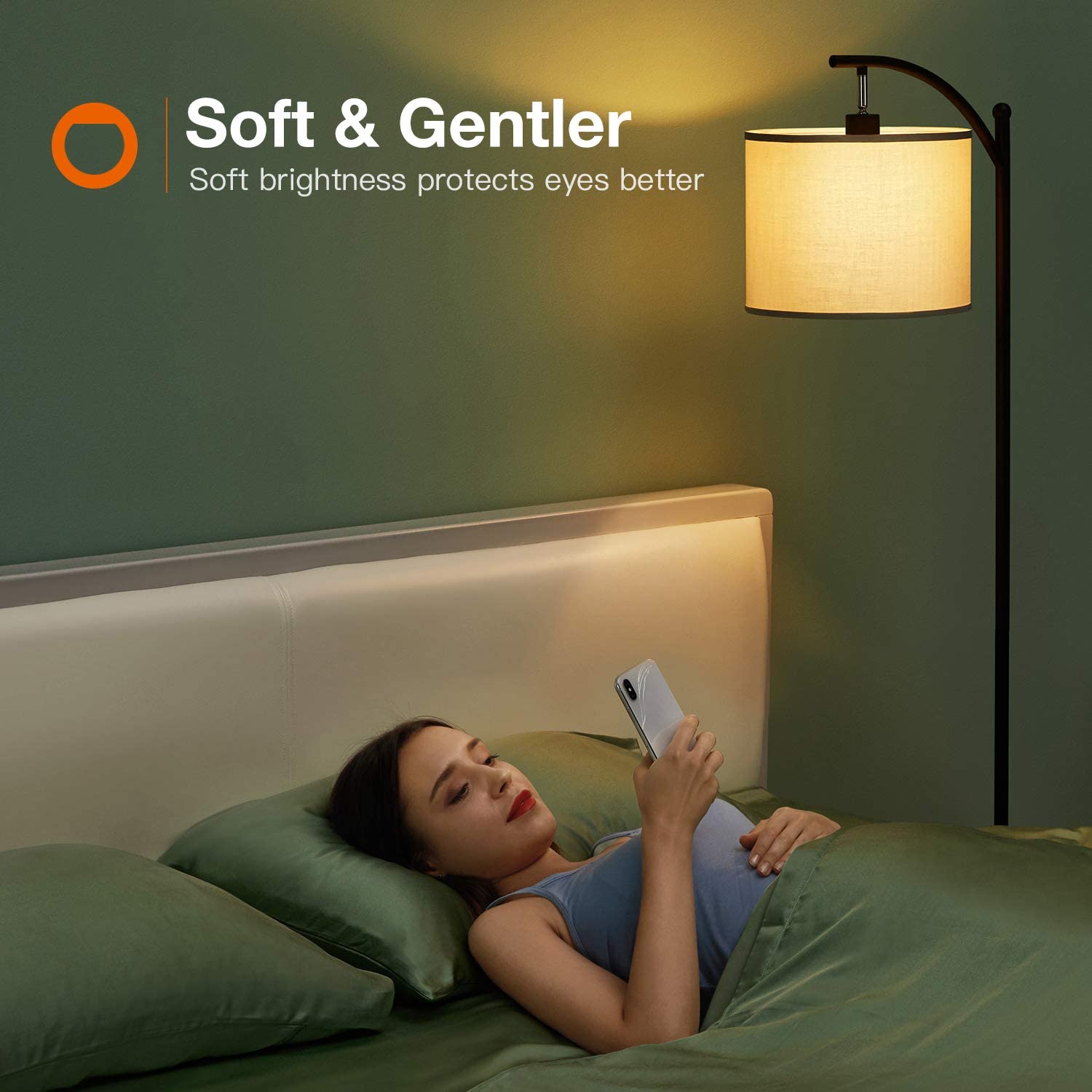 Floor Lamp for Living Room with Lamp Shade and 9W LED Bulb Modern Standing Lamp Floor Lamps for Bedrooms Black