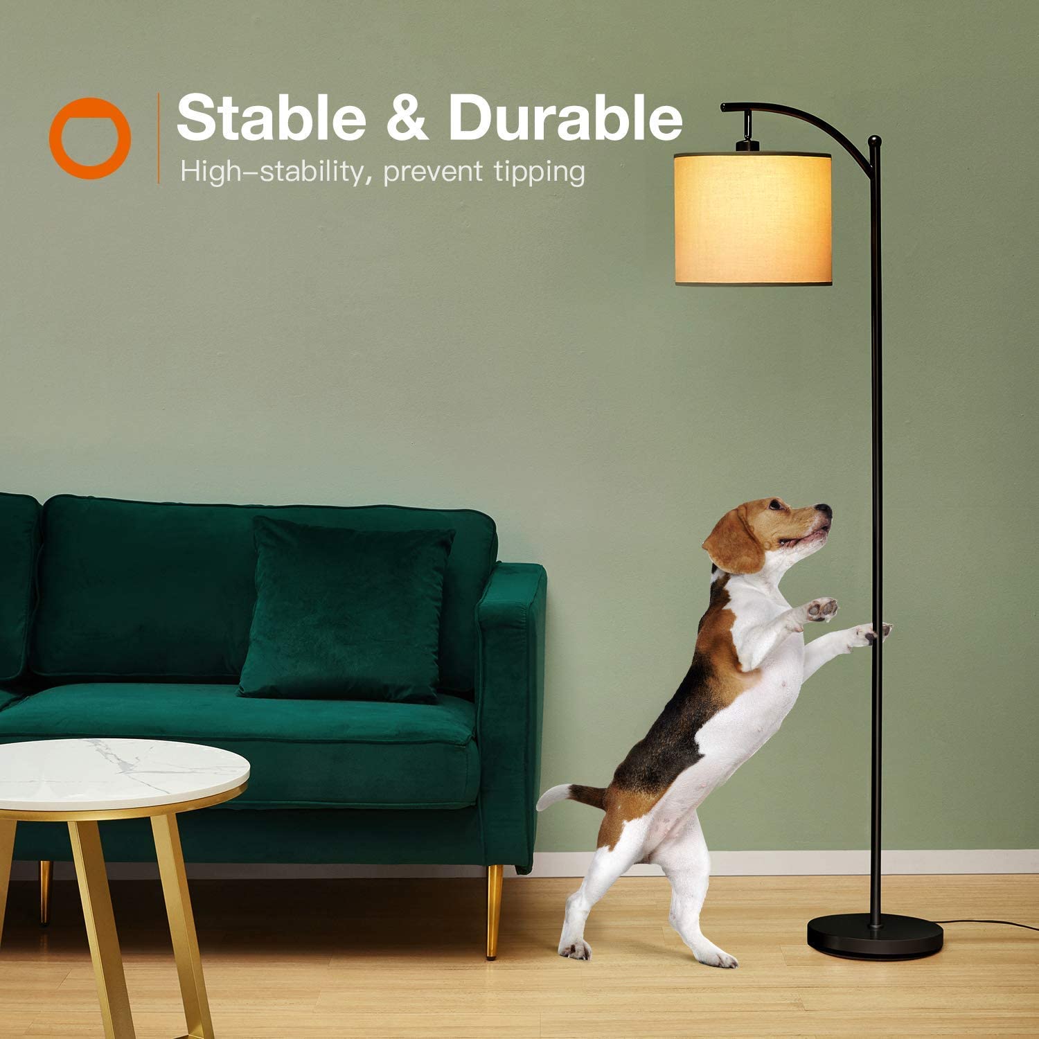 Floor Lamp for Living Room with Lamp Shade and 9W LED Bulb Modern Standing Lamp Floor Lamps for Bedrooms Black