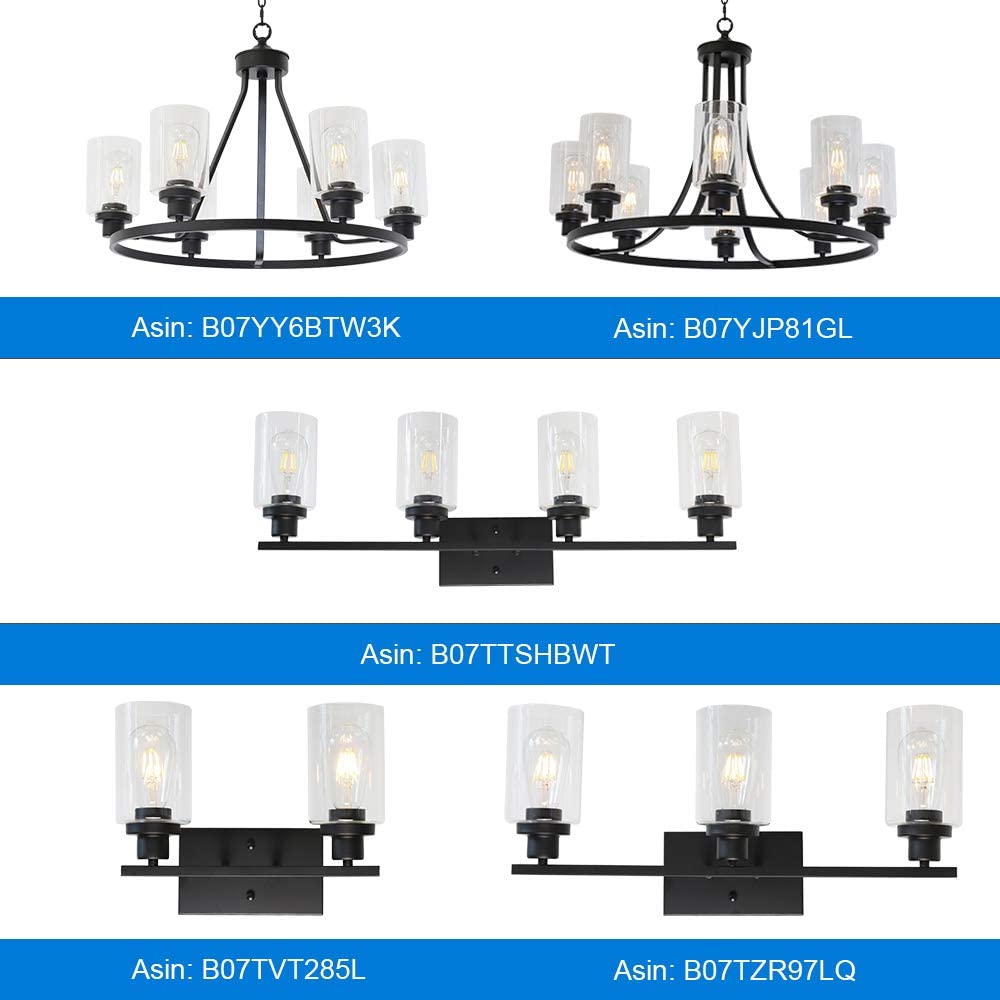 2-Light Black Wall Sconce Industrial Vintage with Clear Glass Shade and Metal Base, Bathroom Vanity Lights Hallway Light Fixture Sconces Wall Lighting