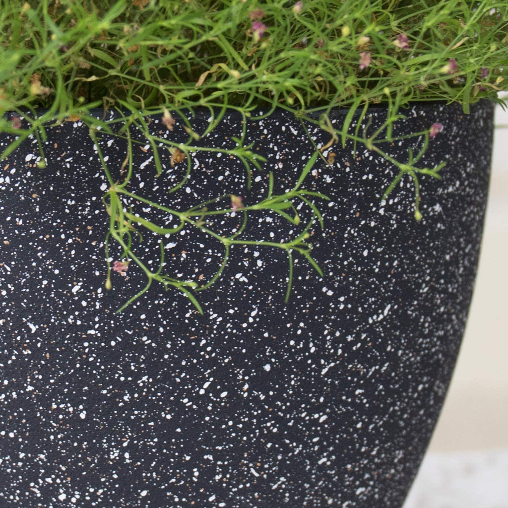 Flower Pots Indoor Outdoor Planter - 8.6 Inch Planter Pot with Drainage, Modern Plant Pot, Speckled-Black