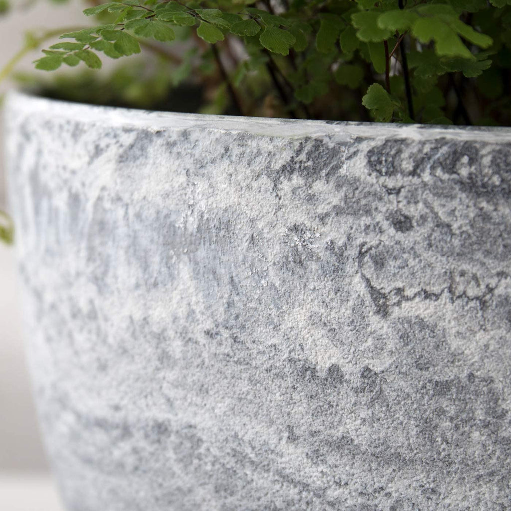 Flower Pots Outdoor Indoor Garden Planters, Plant Containers with Drain Hole, Gray, Marble Pattern (8.6 + 7.5 Inch)