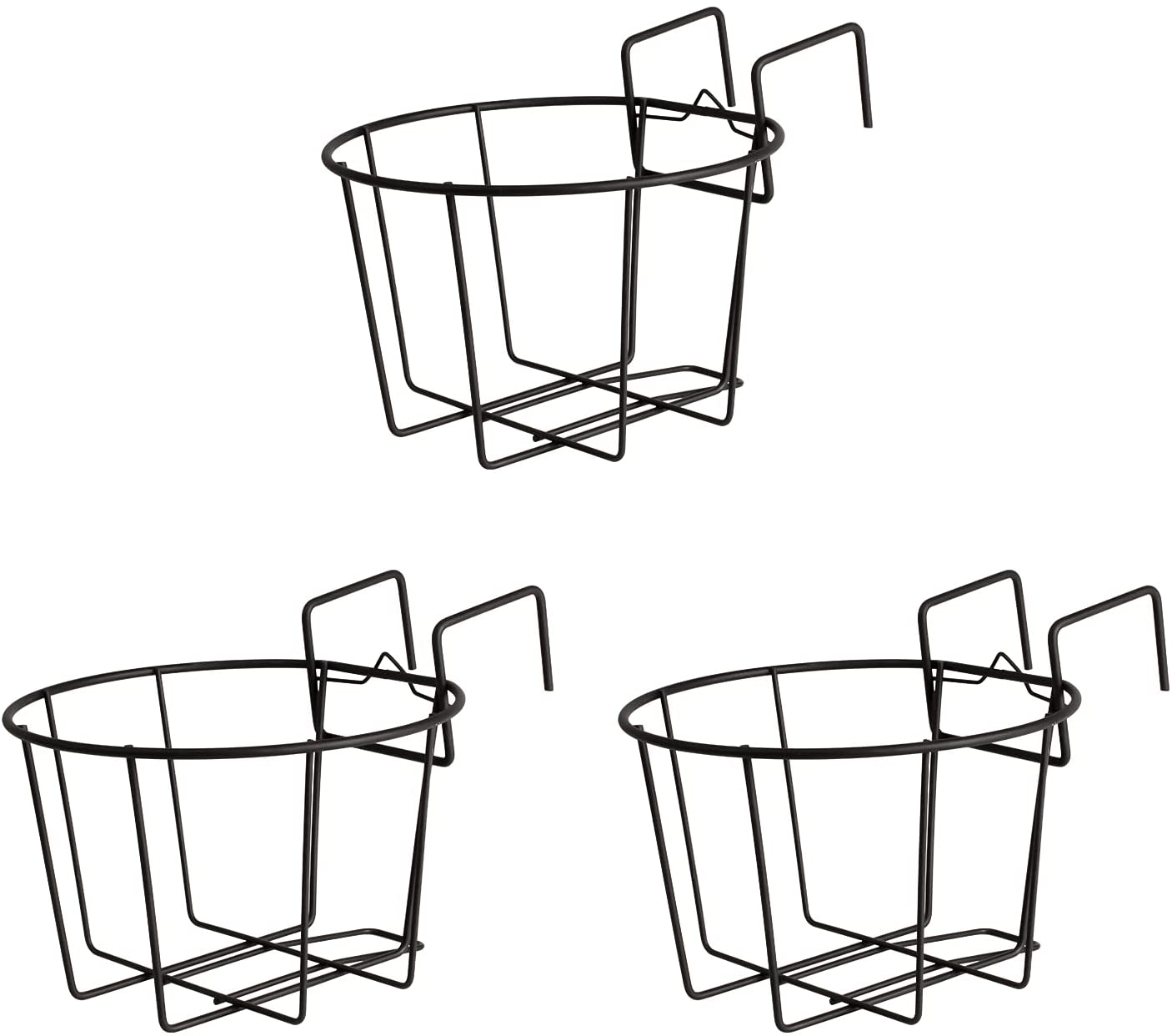Hanging Railing Planters,Flower Pot Holder Hanger,Black Balcony Planters Railing Hanging,Metal Potted Stand Mounted for Indoor Outdoor 3 Pack
