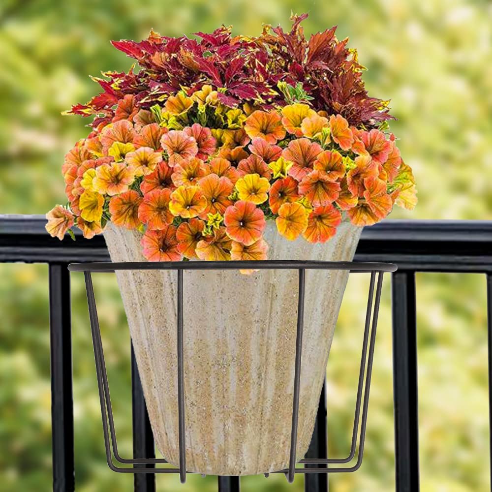 Hanging Railing Planters,Flower Pot Holder Hanger,Black Balcony Planters Railing Hanging,Metal Potted Stand Mounted for Indoor Outdoor 3 Pack