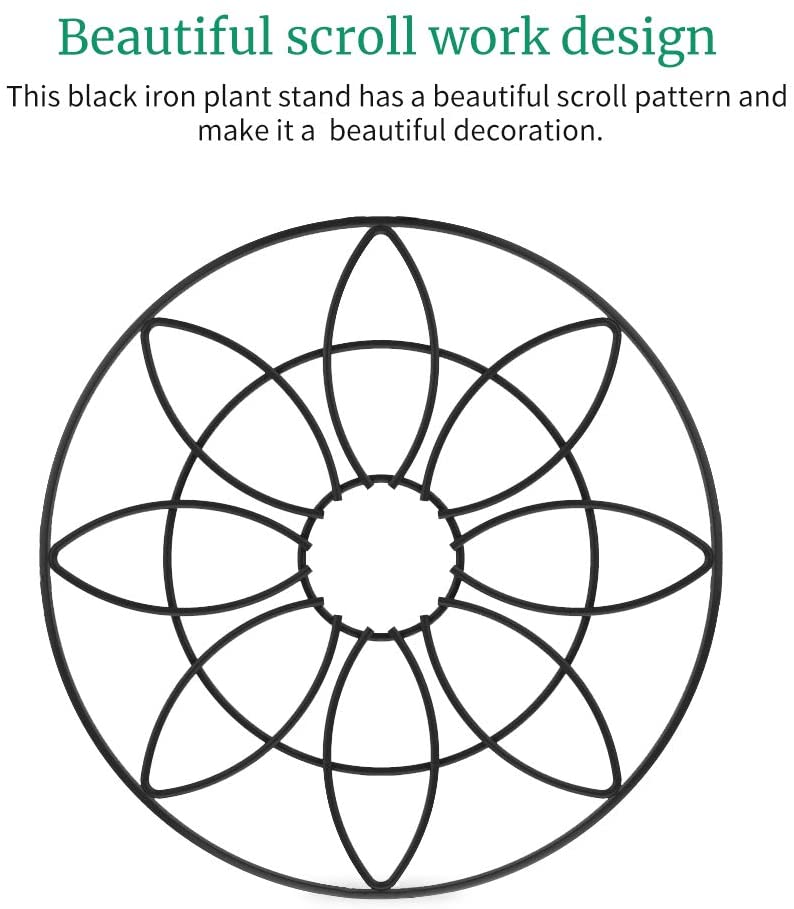 Metal Plant Stand, Heavy Duty Plant Stand for Indoor and Outdoor, Black Flower Pot Holder Display with Scroll Pattern Perfect for Home, Garden, Patio(2 Pcs)
