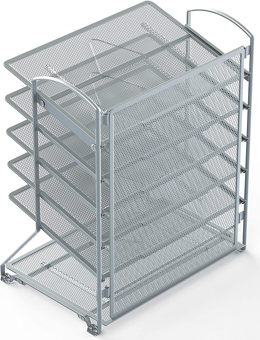6 Trays Desktop Document Letter Tray Organizer, Silver  File Folder Racks & File Folder Holders