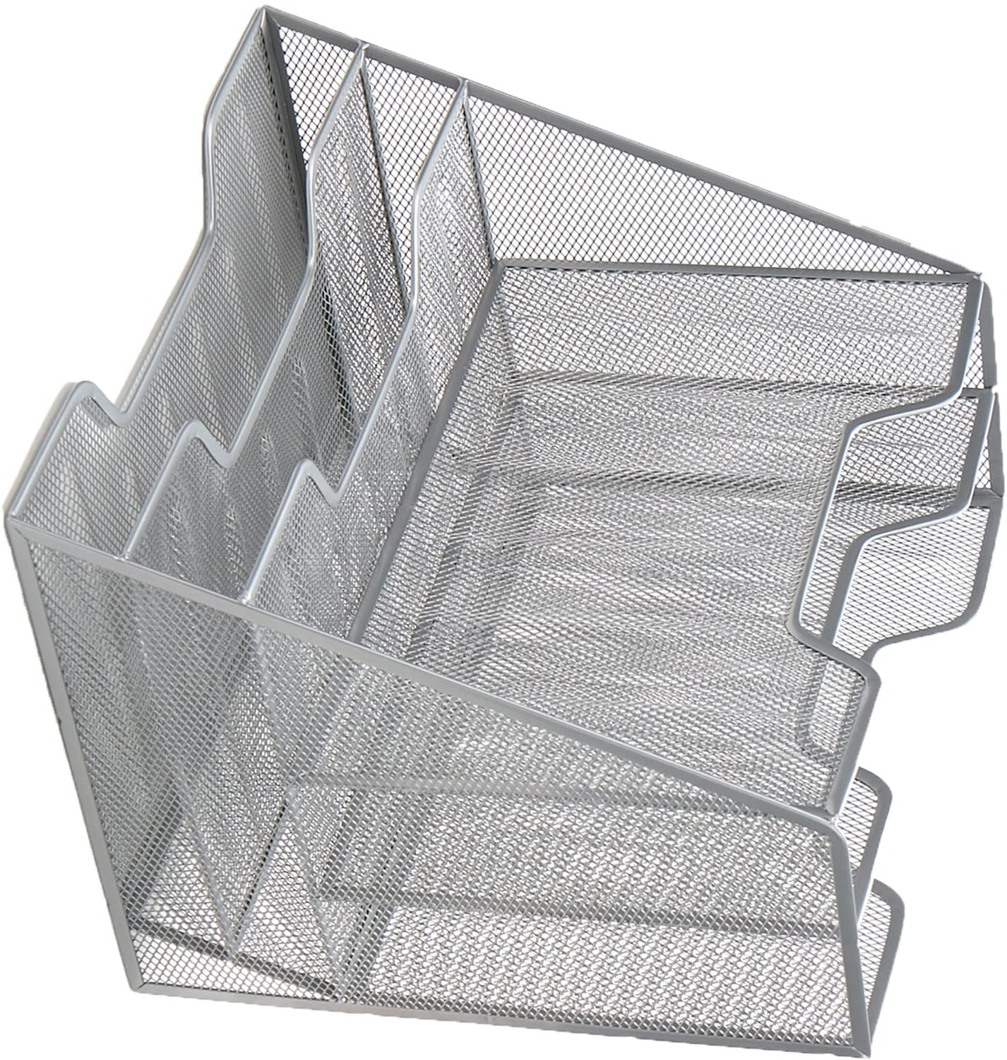 File Folder Racks & File Folder Holders MESHBOX5-SIL 5 Compartment Mesh Desk Storage Organizer, Silver