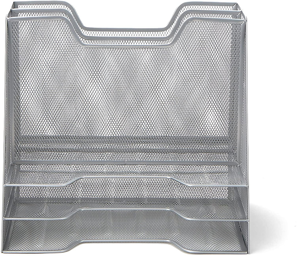 File Folder Racks & File Folder Holders MESHBOX5-SIL 5 Compartment Mesh Desk Storage Organizer, Silver