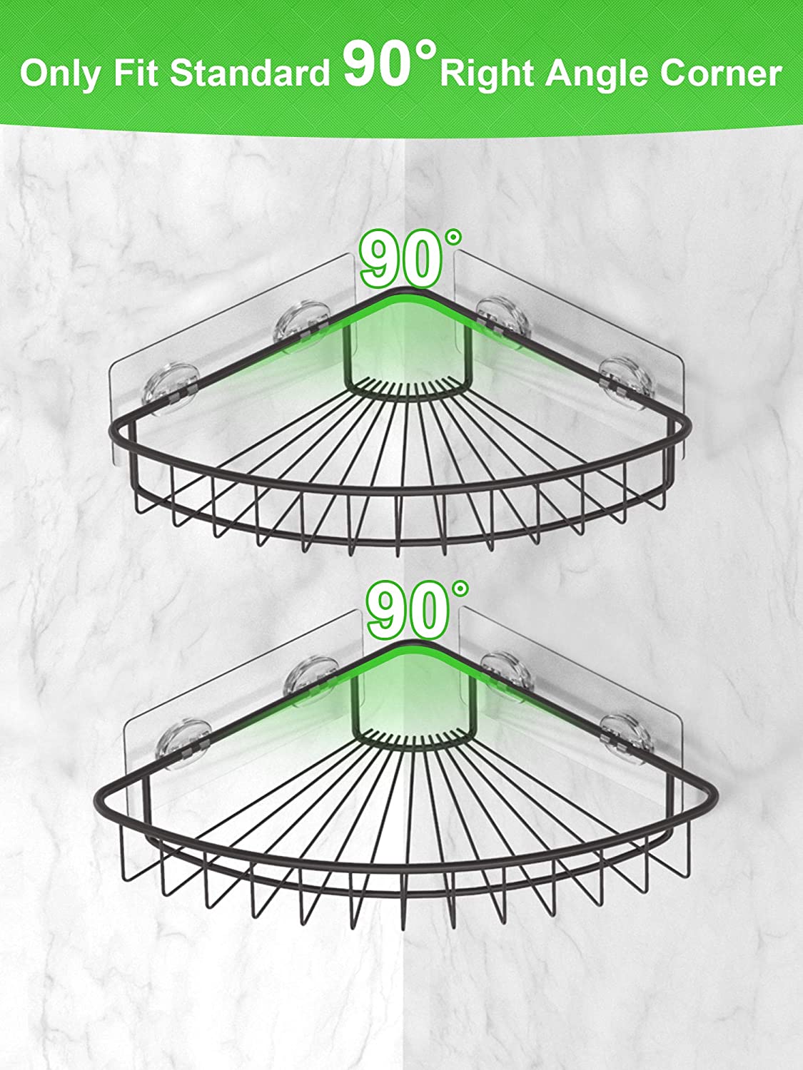 2-Pack Corner Shower Caddy, SUS304 Stainless Steel, Wall Mounted Bathroom Shelf with Adhesive, Storage Organizer for Toilet, Dorm and Kitchen (Bronze)