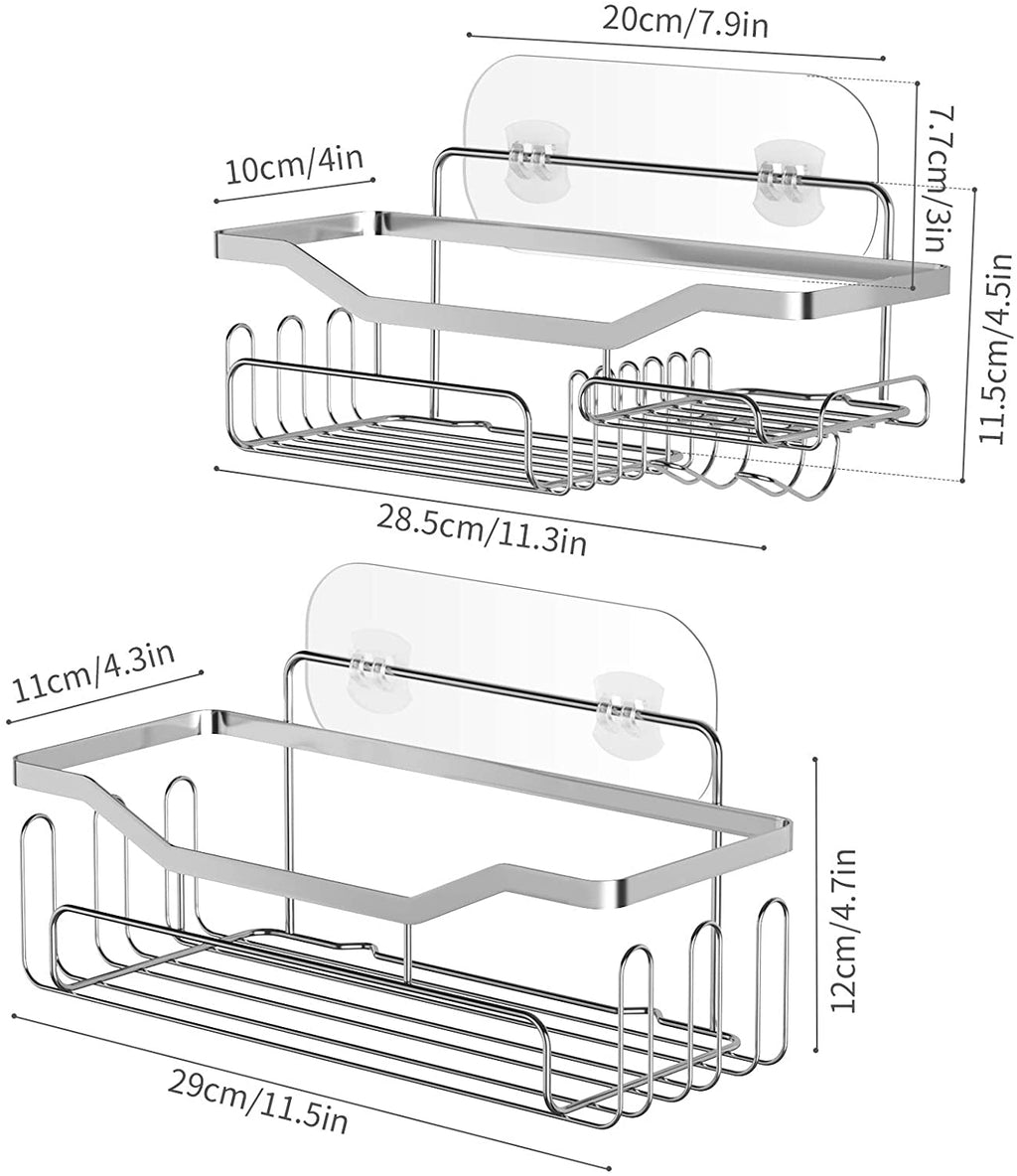 Shower Caddy Shower Storage Rack with 11 Hooks for Hanging Shower Ball and Razor, Shampoo Holder Organizer No Drilling Shower Shelf with 4 Traceless Adhesive Hooks