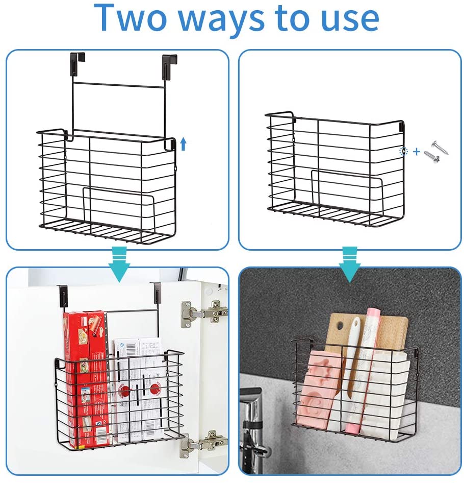 2PK- Kitchen Cabinet Organizer for Cutting Boards Over The Cabinet Organizer Wall Door Mount Foil Holders Rack for Kitchen Bathroom Pantry-Bronze