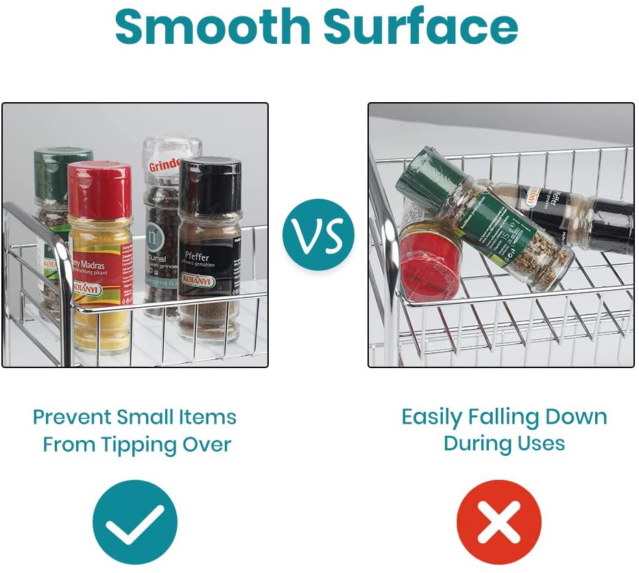 Spice Rack Organizer for Countertop 2 Tier Counter Shelf Standing Holder Storage for Kitchen Cabinet-Chrome