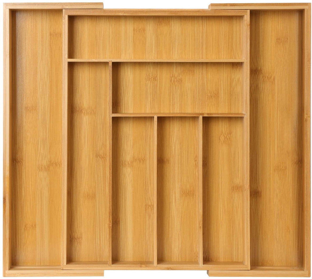 amboo Expandable Drawer Organizer for Utensils Holder, Adjustable Cutlery Tray, Wood Drawer Dividers Organizer for Silverware, Flatware, Knives in Kitchen, Bedroom