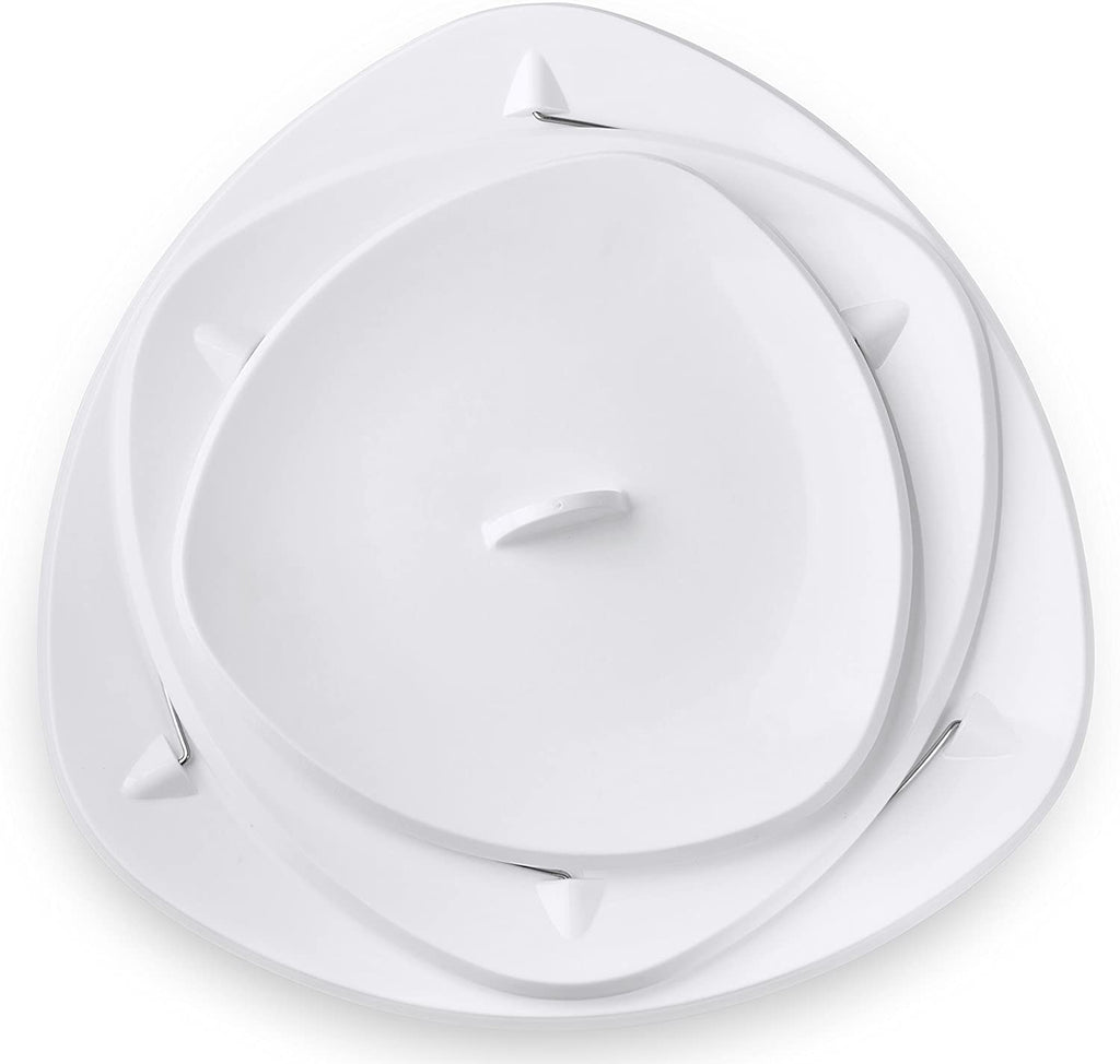 Collapsible Party Tray, 3 Tier - The Decorative Plastic Appetizer Trays Twist Down and Fold Inside for Minimal Storage Space. An Elegant Tray for Serving Sandwiches, Cake, Sliced Cheese and Deli Meat