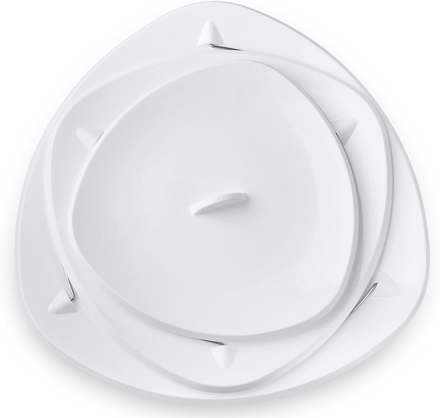 Collapsible Party Tray, 3 Tier - The Decorative Plastic Appetizer Trays Twist Down and Fold Inside for Minimal Storage Space. An Elegant Tray for Serving Sandwiches, Cake, Sliced Cheese and Deli Meat