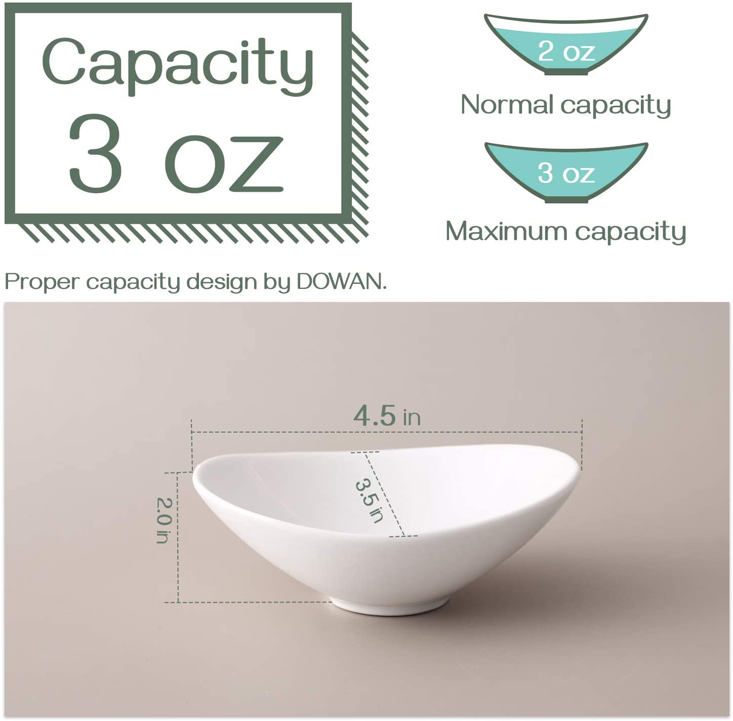Dip Bowls Ceramic, White Dipping Bowls, Serving Bowls for Side Dishes, Soy Sauce Dish 3 Oz, Gravy Boat Dipping Sauce Dish Porcelain, Set of 8