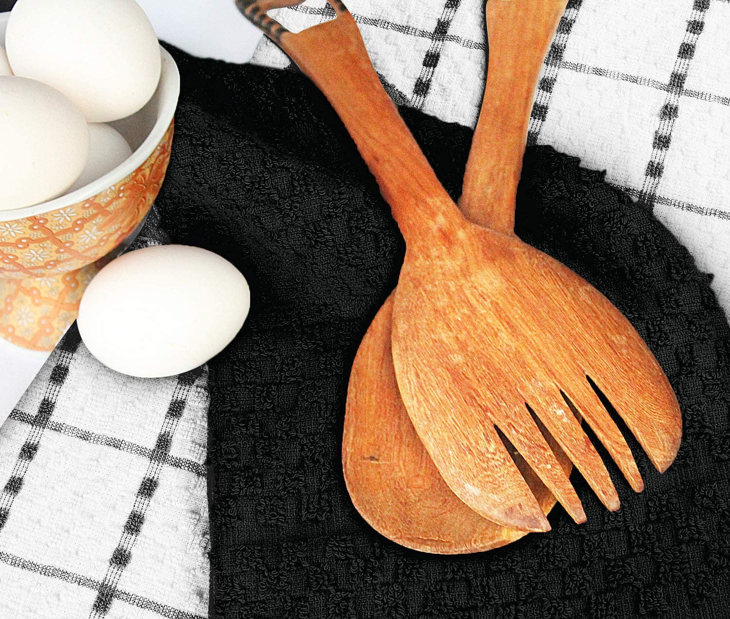 Towels Kitchen Towels, 15 x 25 Inches, 100% Ring Spun Cotton Super Soft and Absorbent Black Dish Towels, Tea Towels and Bar Towels, (Pack of 12)